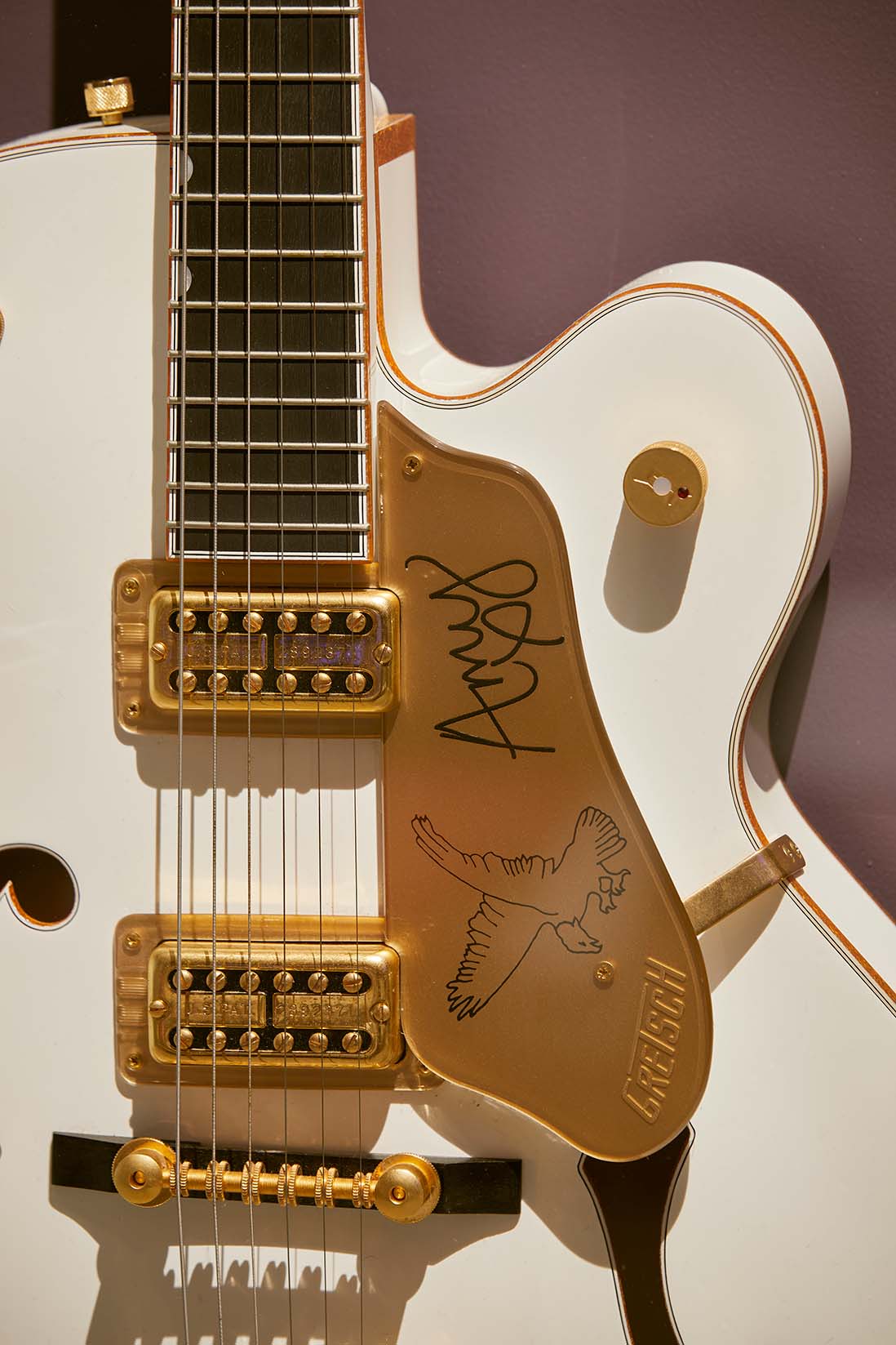 Amy’s Grech white falcon electronic guitar
