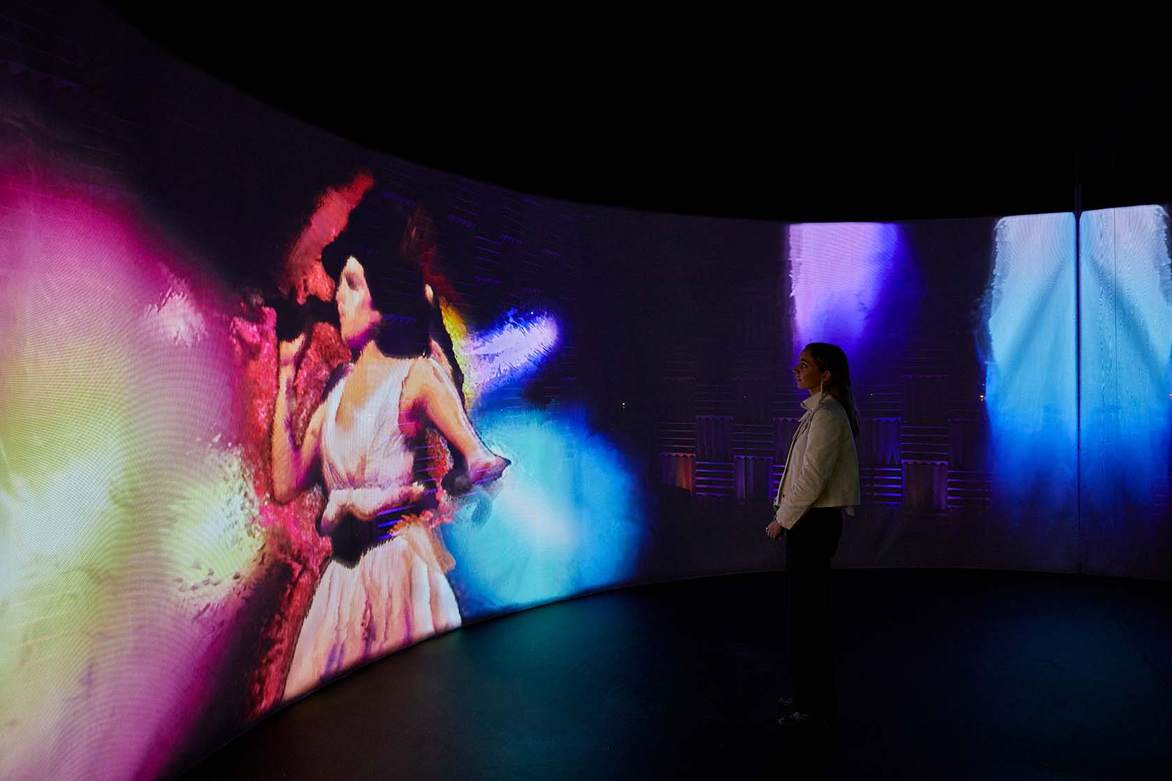 An installation called ‘Finale’, designed by set designer Chiara Stephenson with animation by Studio Moross, offering visitors a performance of Amy’s song ‘Tears Dry On Their Own’