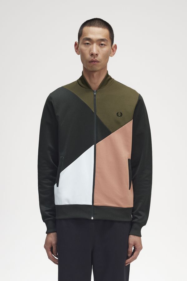 Track jacket con motivo colour block astratto