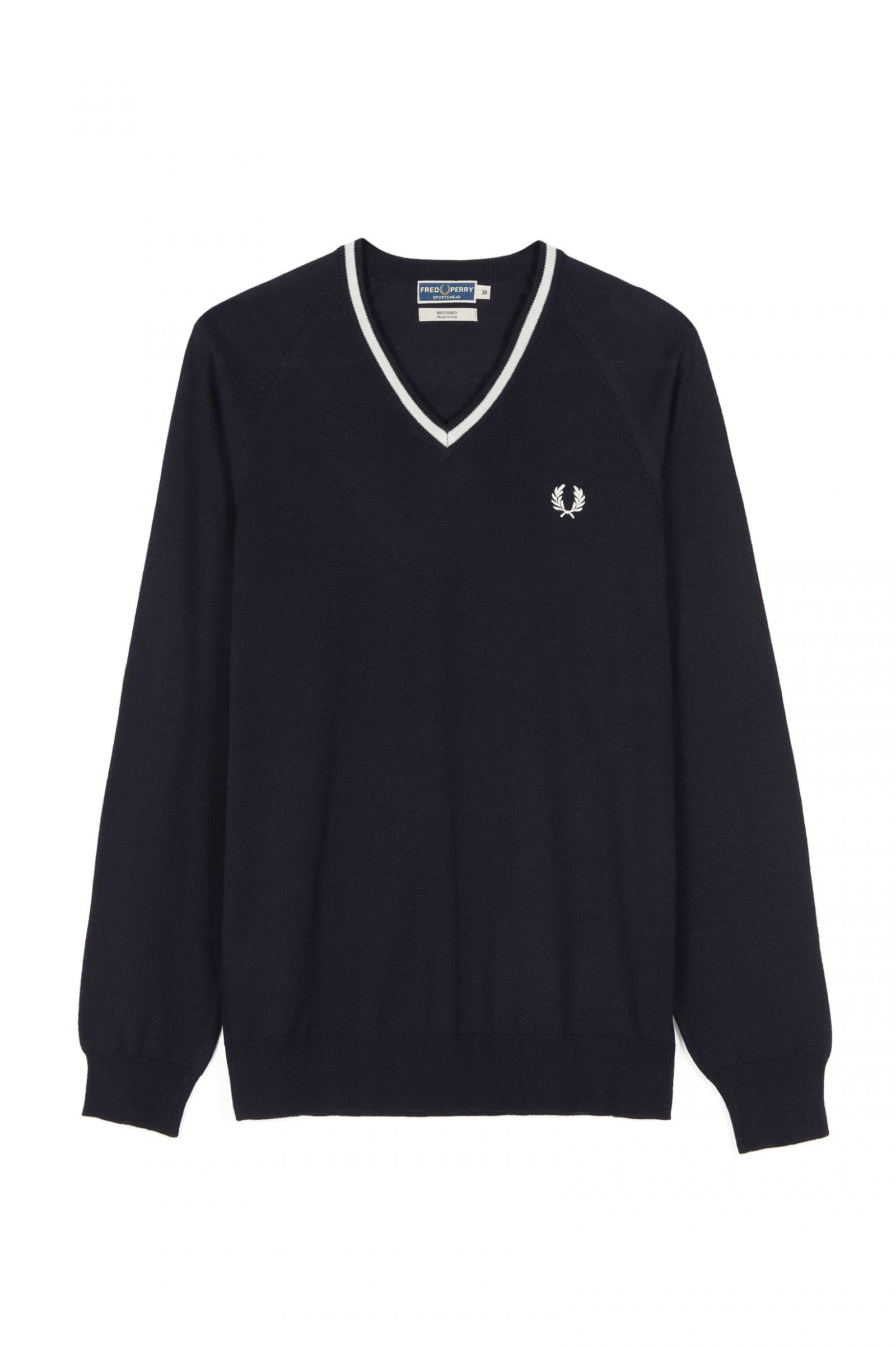 Reissues Single Tipped V-Neck Jumper Navy | Fred Perry UK