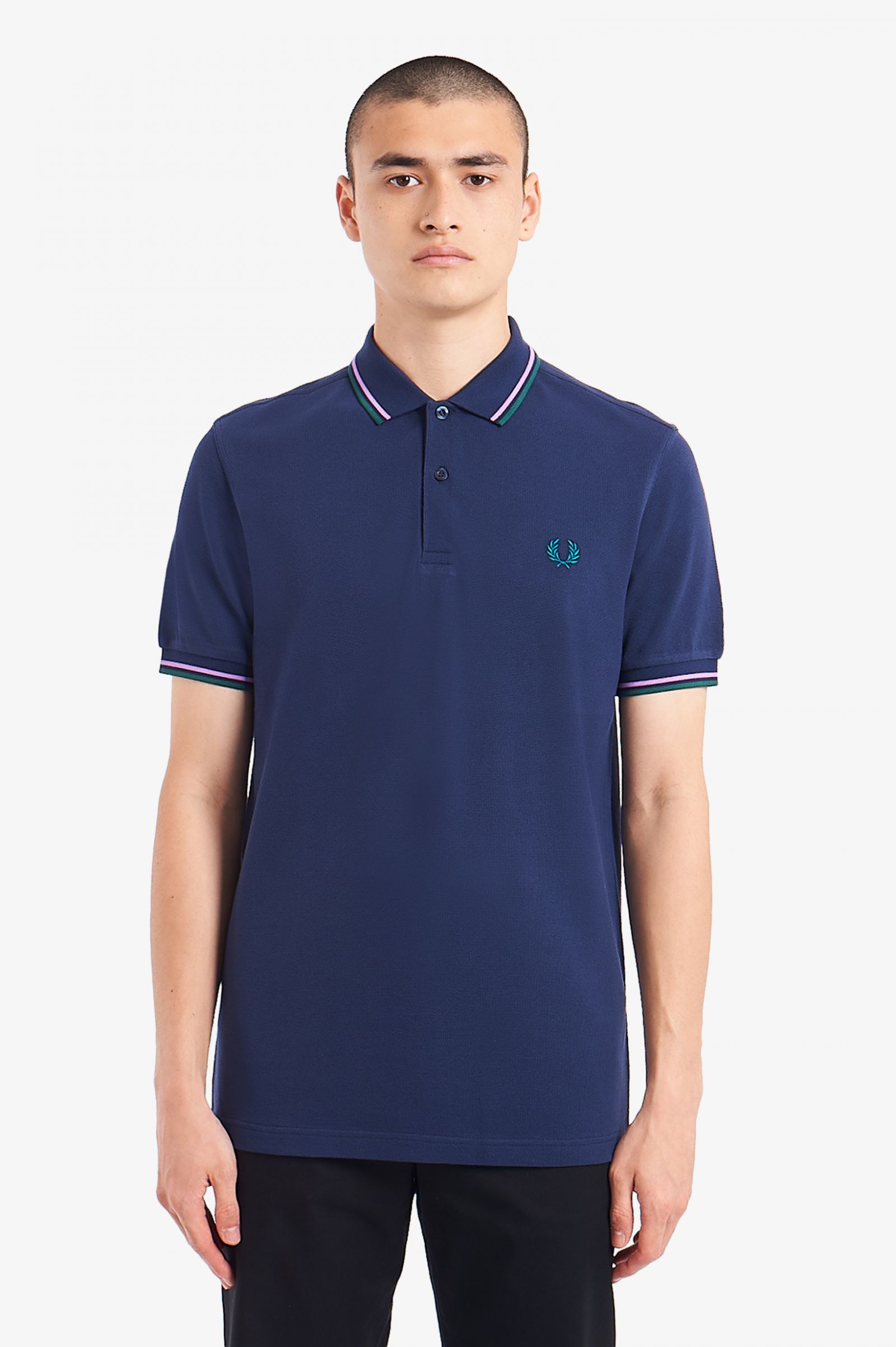 M3600 - Dark Carbon / Lilac / Bottle Green | The Fred Perry Shirt | Men ...