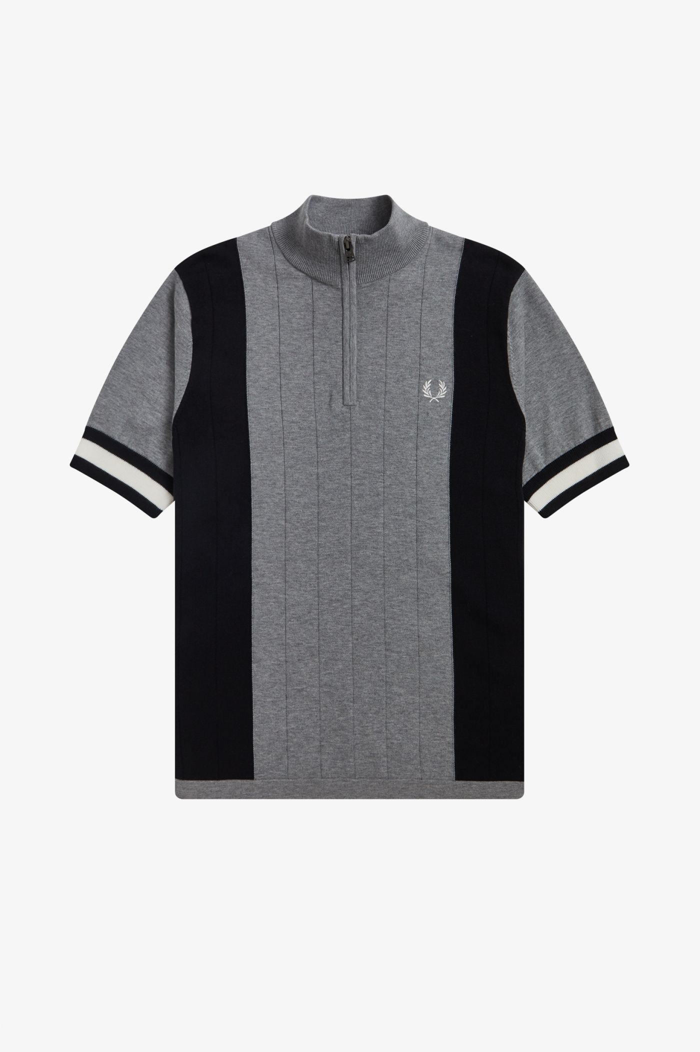 Striped Funnel Neck Knitted Shirt 