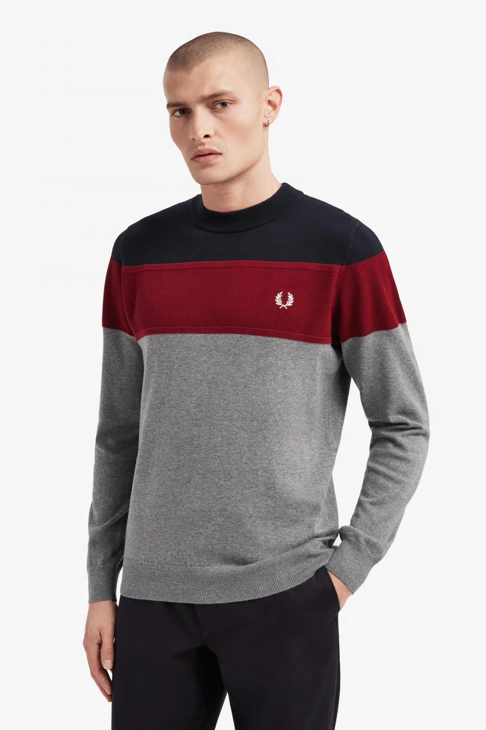 fred perry colour block crew sweatshirt