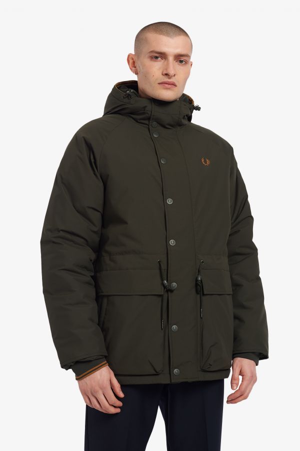 Fred Perry Made In England Waxed Cotton Parka Jacket in Black for Men Mens Clothing Jackets Down and padded jackets 