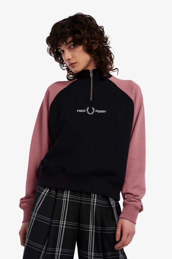 Sweatshirt à motif color-block et col zippé