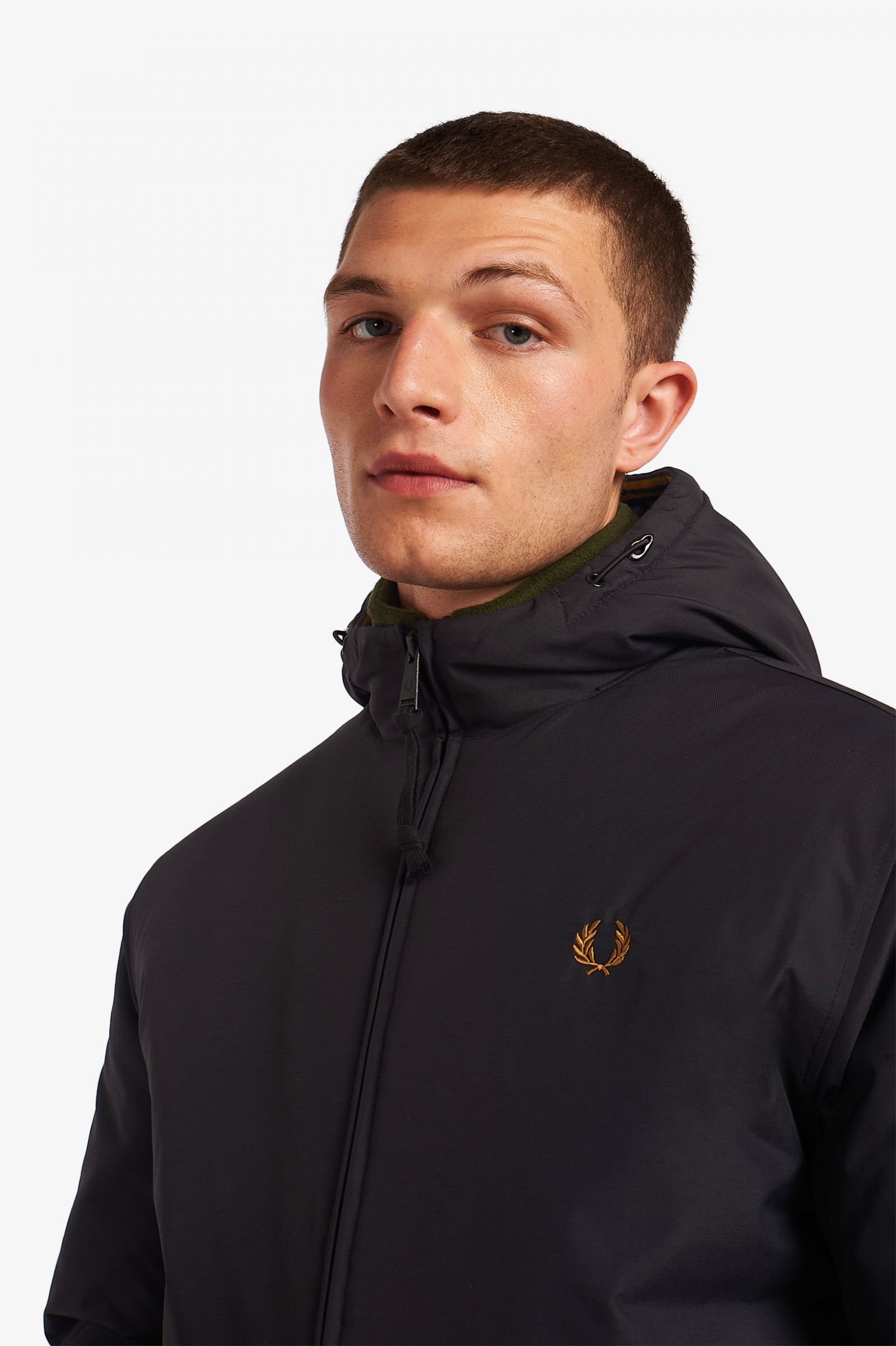 fred perry hooded jacket black
