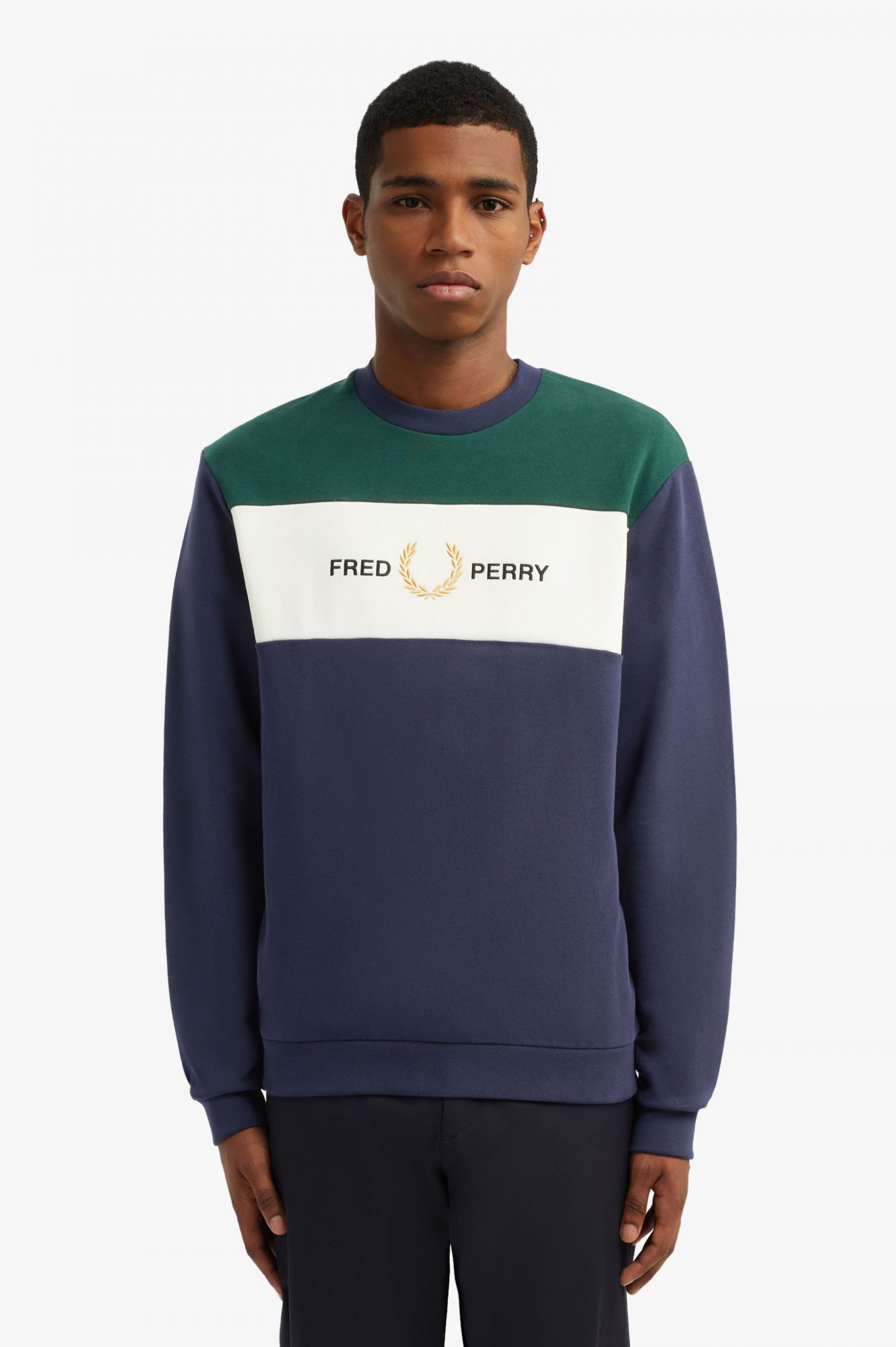fred perry panel embroidered sweat