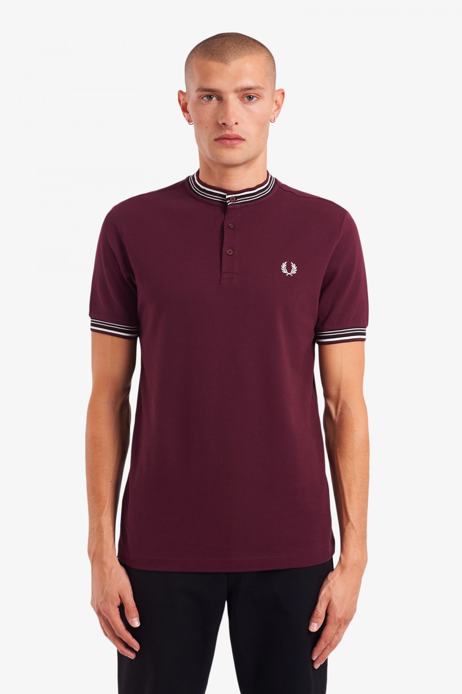 Henley Pique T-Shirt - Mahogany | Men's Polo Shirts | Short & Long ...