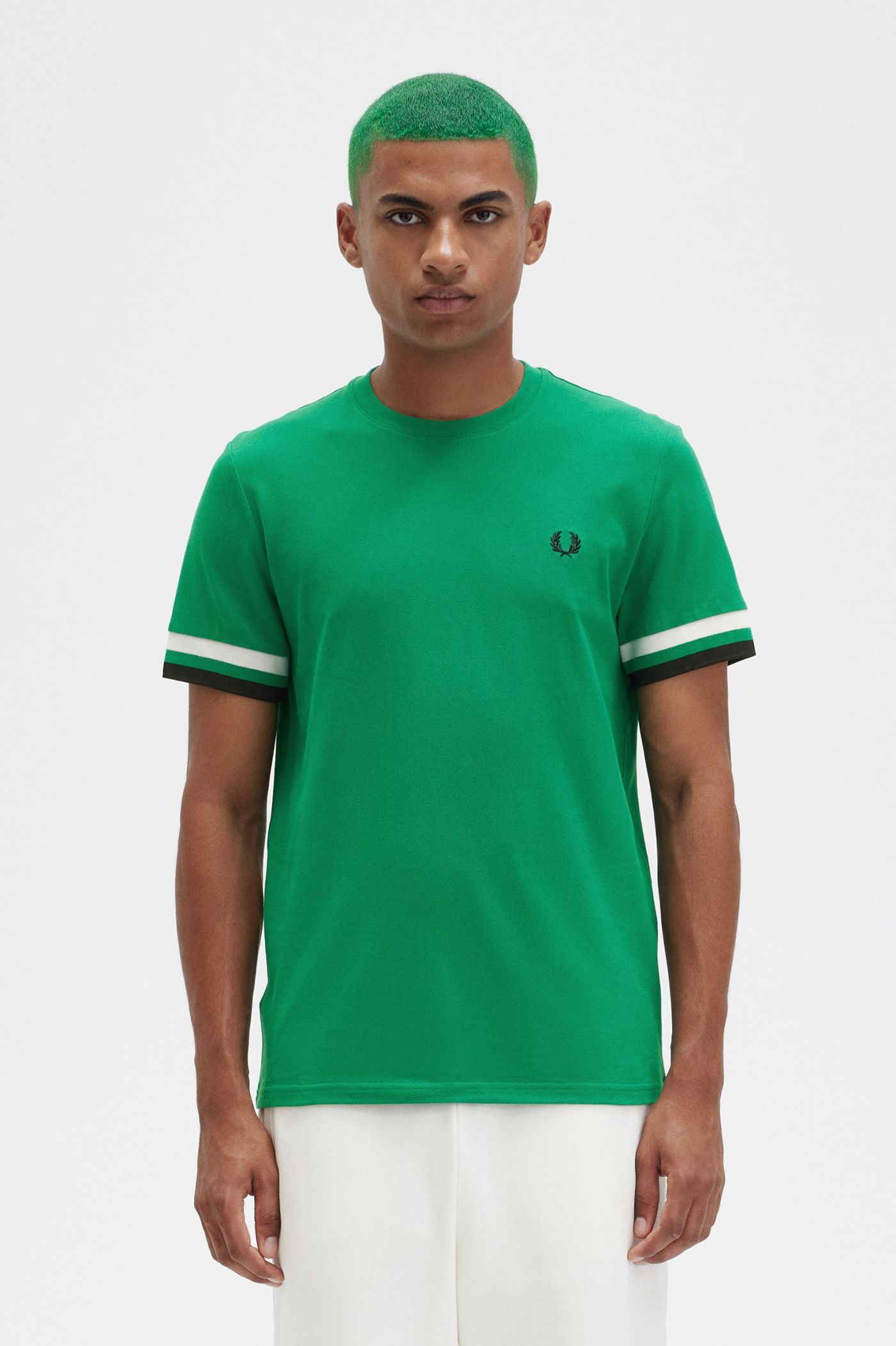 Bold Tipped Pique T-Shirt - Green | Men's T-Shirts | Designer T-Shirts ...
