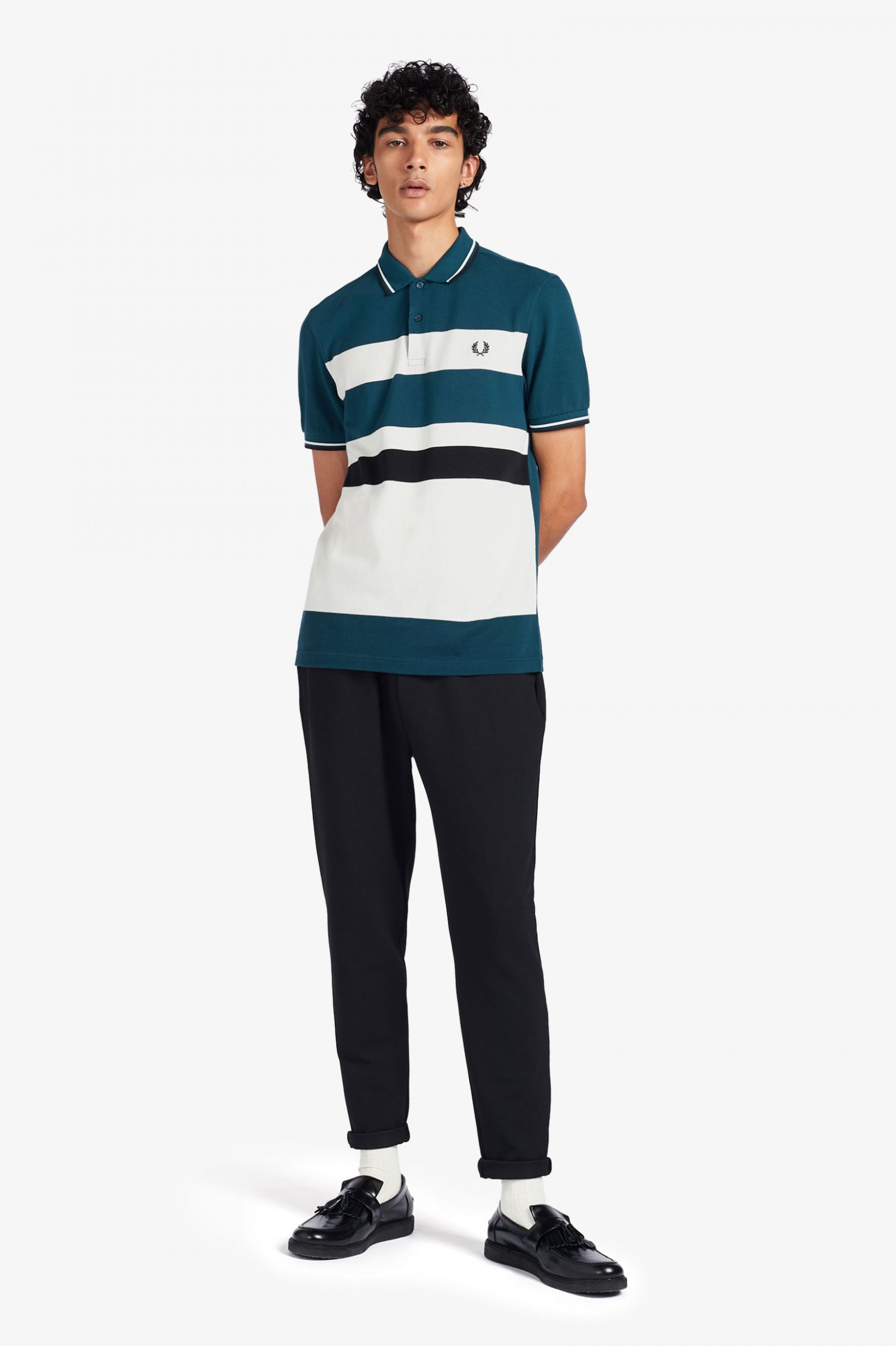 fred perry striped polo