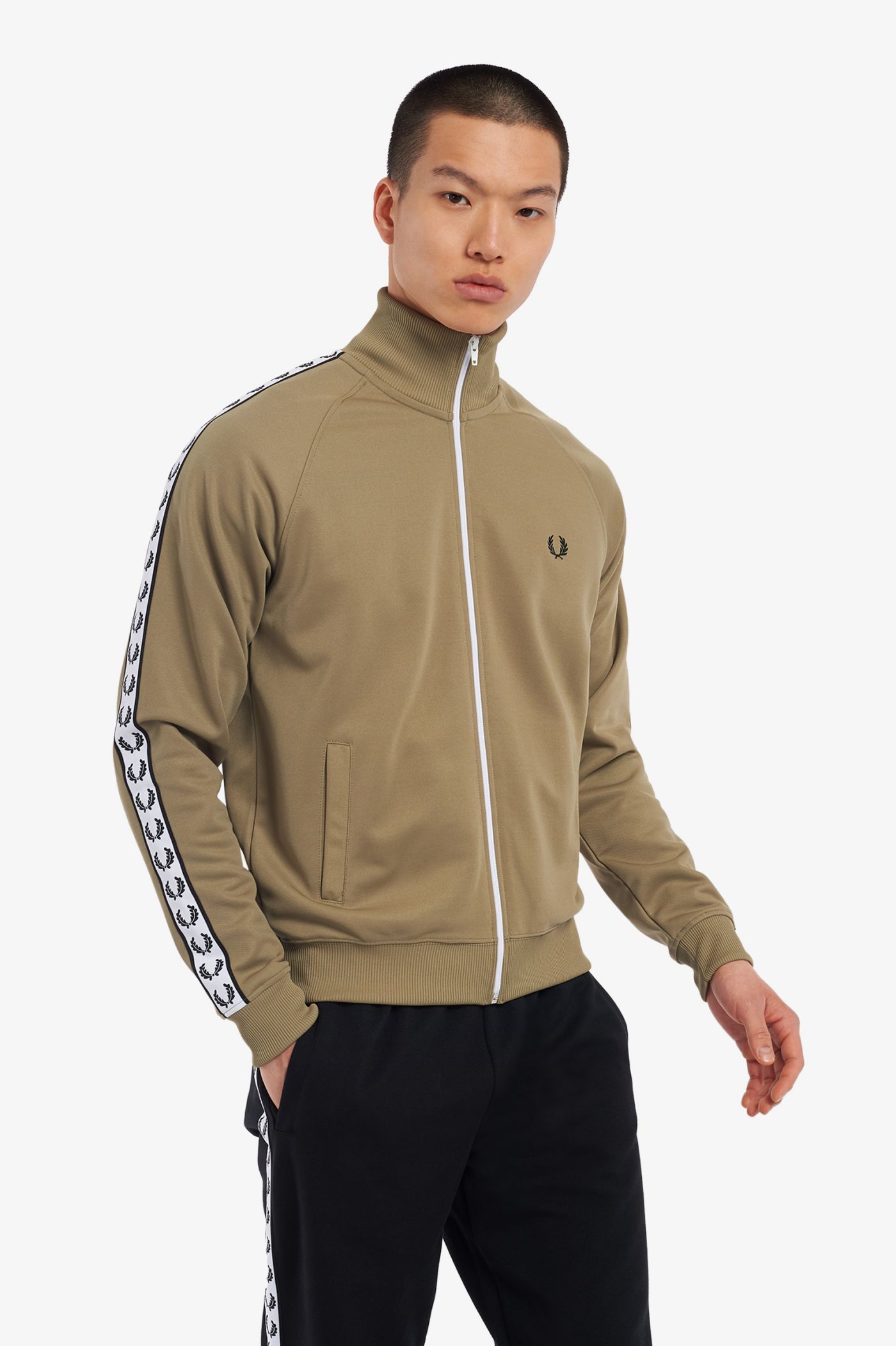 Taped Track Jacket - Sage | Men&#39;s Track Jackets | Track Tops &amp; Sports  Jackets | Fred Perry