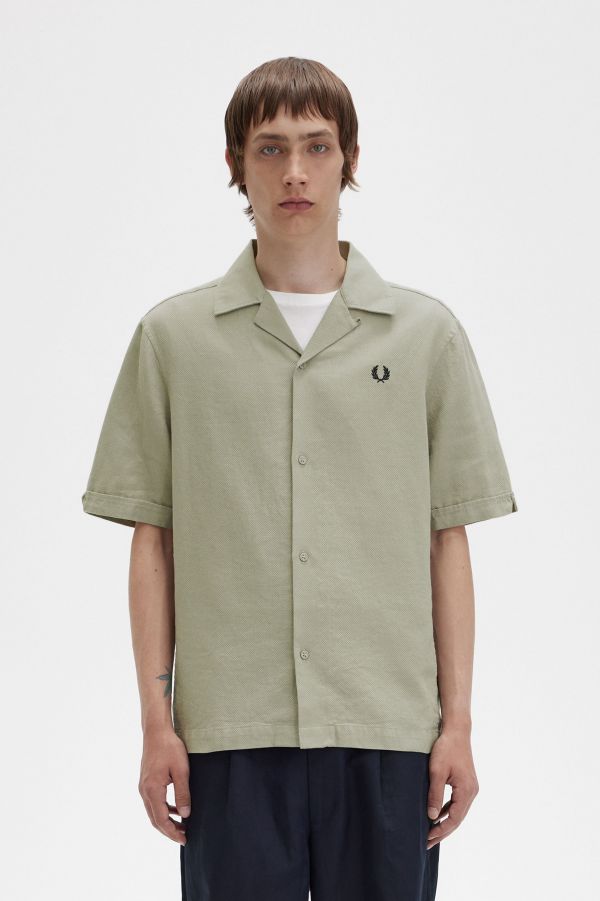 Linen-Blend Revere Collar Shirt