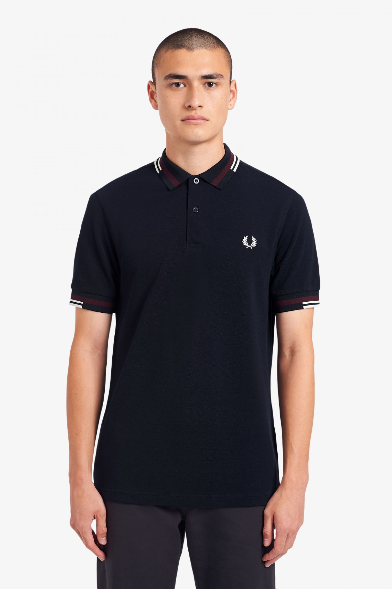 Abstract Tipped Polo Shirt - Navy | Men's Polo Shirts | Short & Long ...
