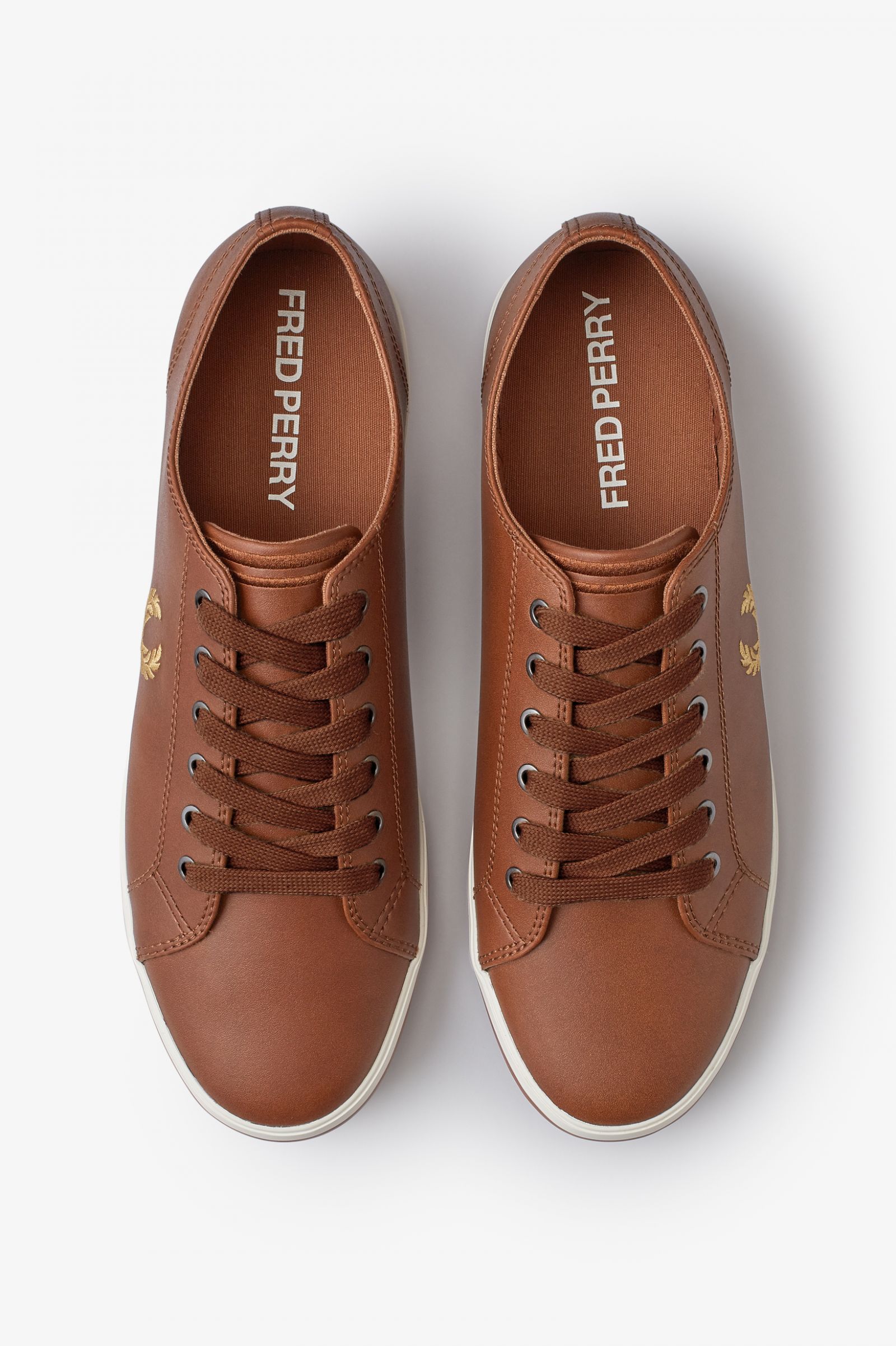 fred perry tan kingston leather trainers
