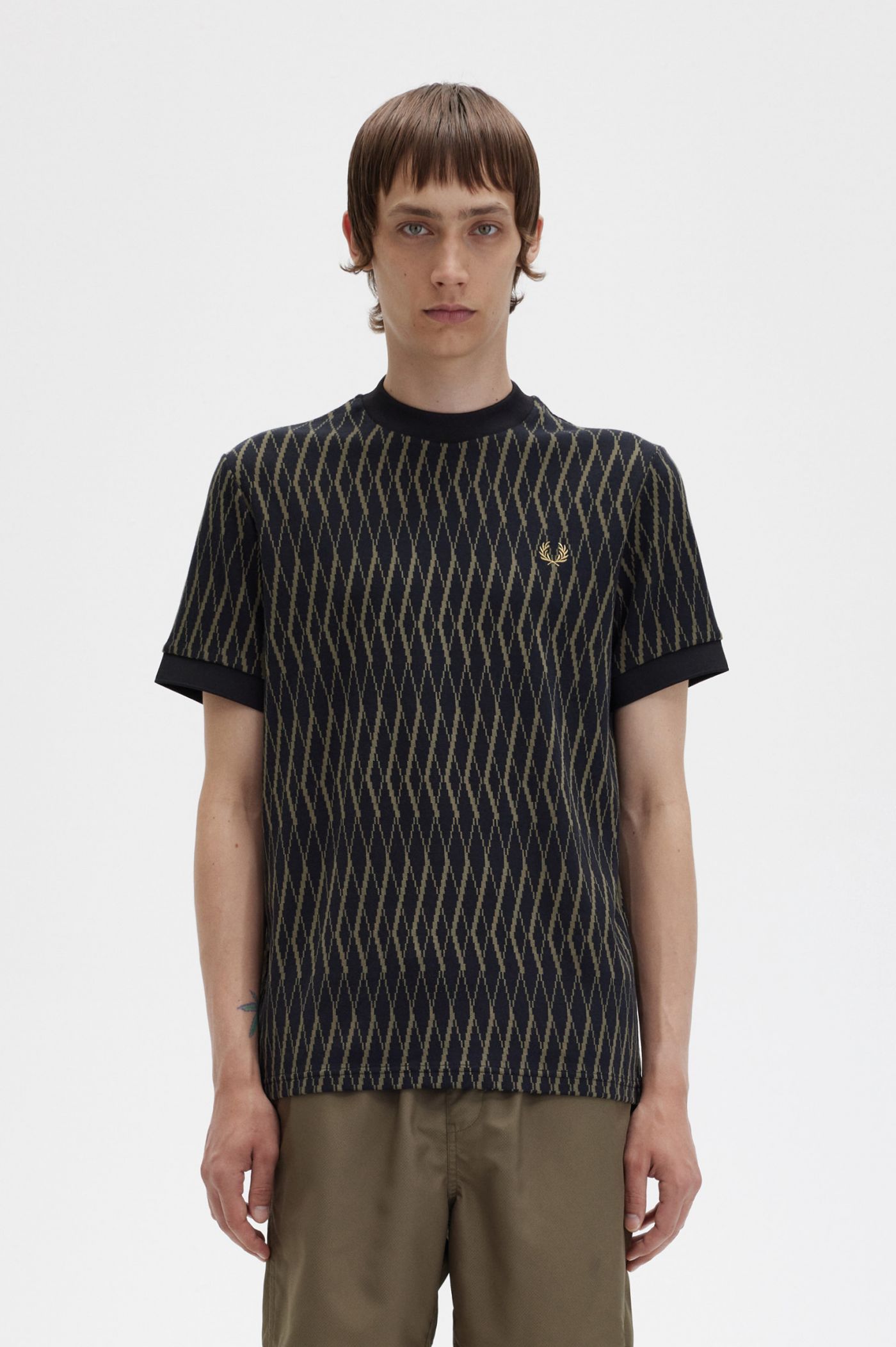 Argyle Jacquard T-Shirt - Black | Men's T-Shirts | Designer T-Shirts ...