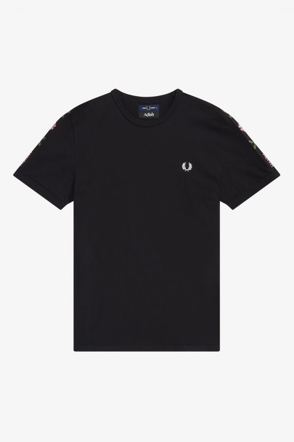 T-shirt à bordures contrastantes brodées