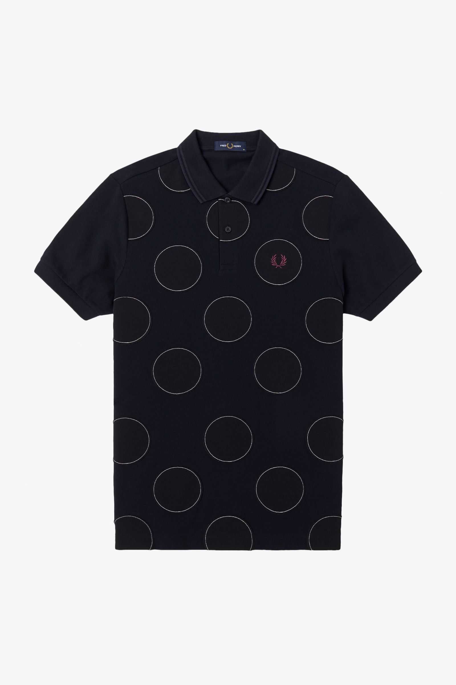 2XL Fred Perry Printed Polka Dot Button Down Shirt # M5218 395 Navy Men M