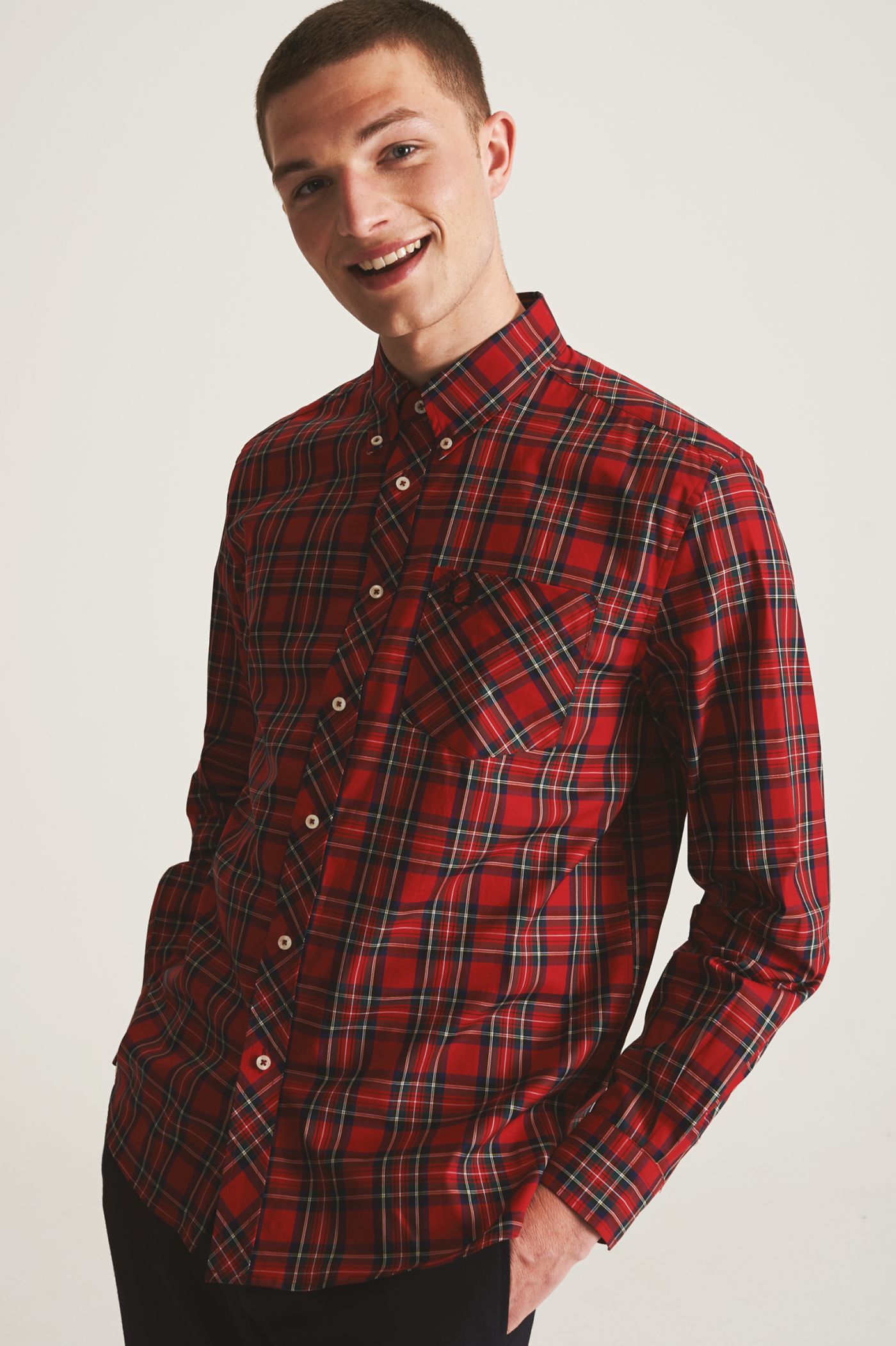 Maxim double Unevenness Camicia tartan - Rosso | Made In England |Uomo | Giacche e Camicie,  Prodotto in Inghilterra | Fred Perry IT