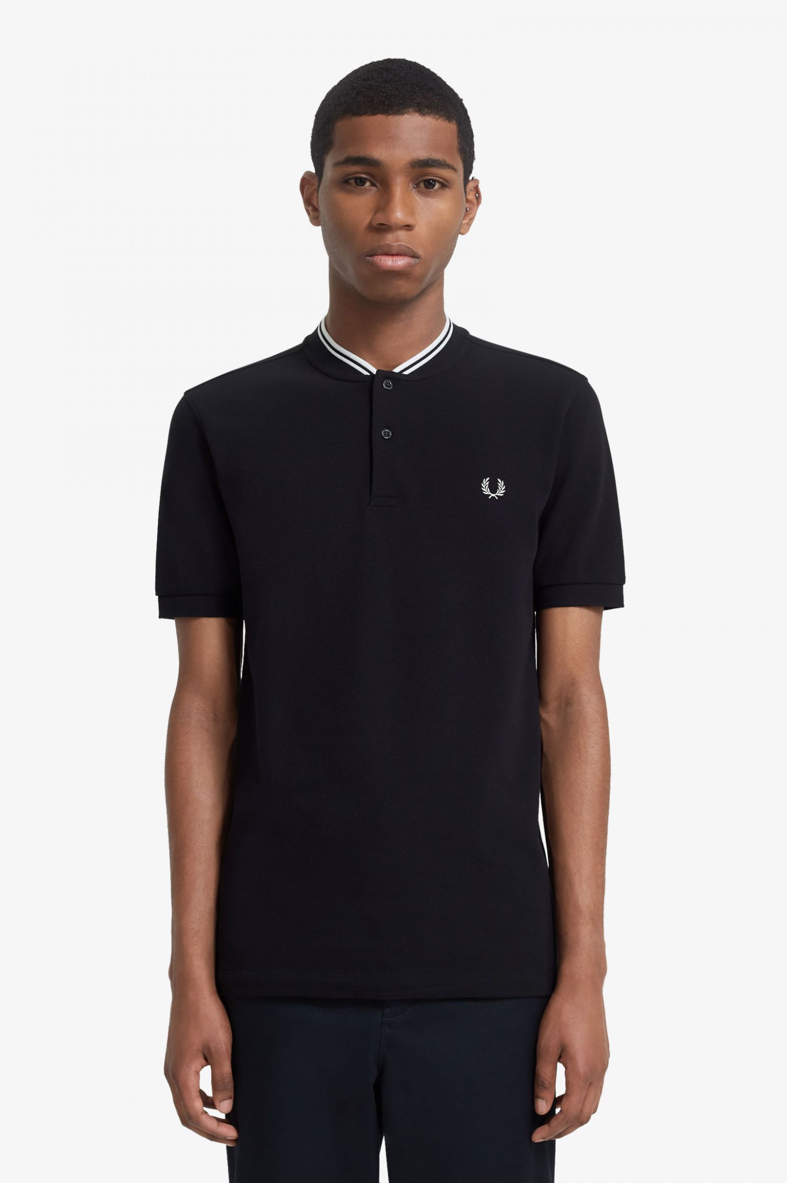 globaal munt antwoord Bomber Collar Polo Shirt - Black | Men's Polo Shirts | Short & Long Sleeved Polo  Shirts | Fred Perry UK