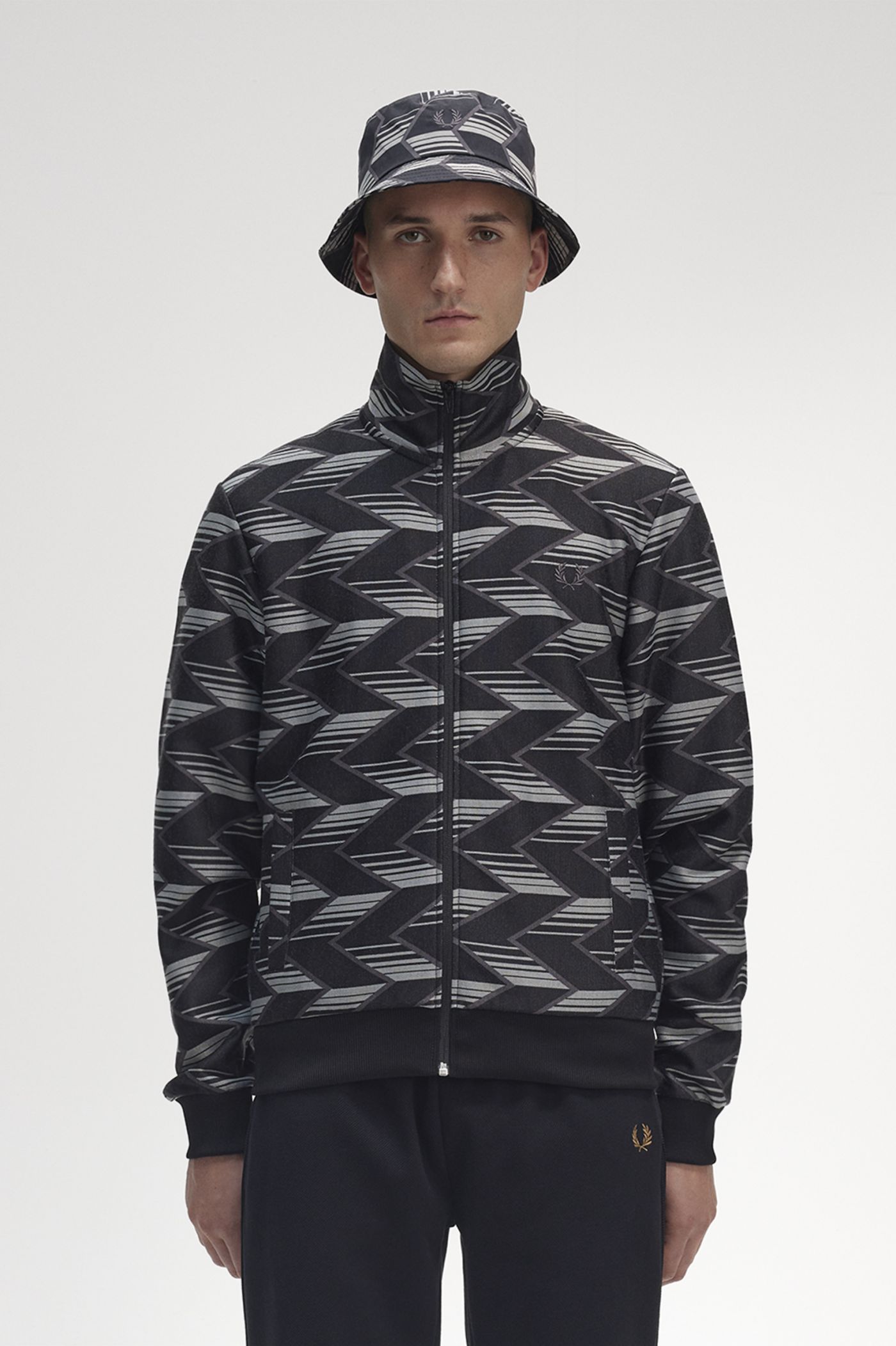 Chevron Striped Track Jacket Black Men's Track Jackets Track Tops