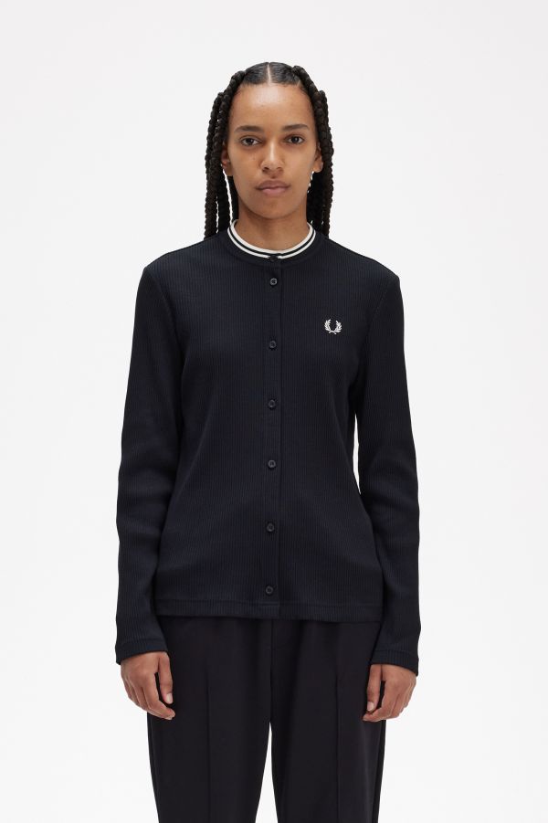 Ribbed Button-Through Top