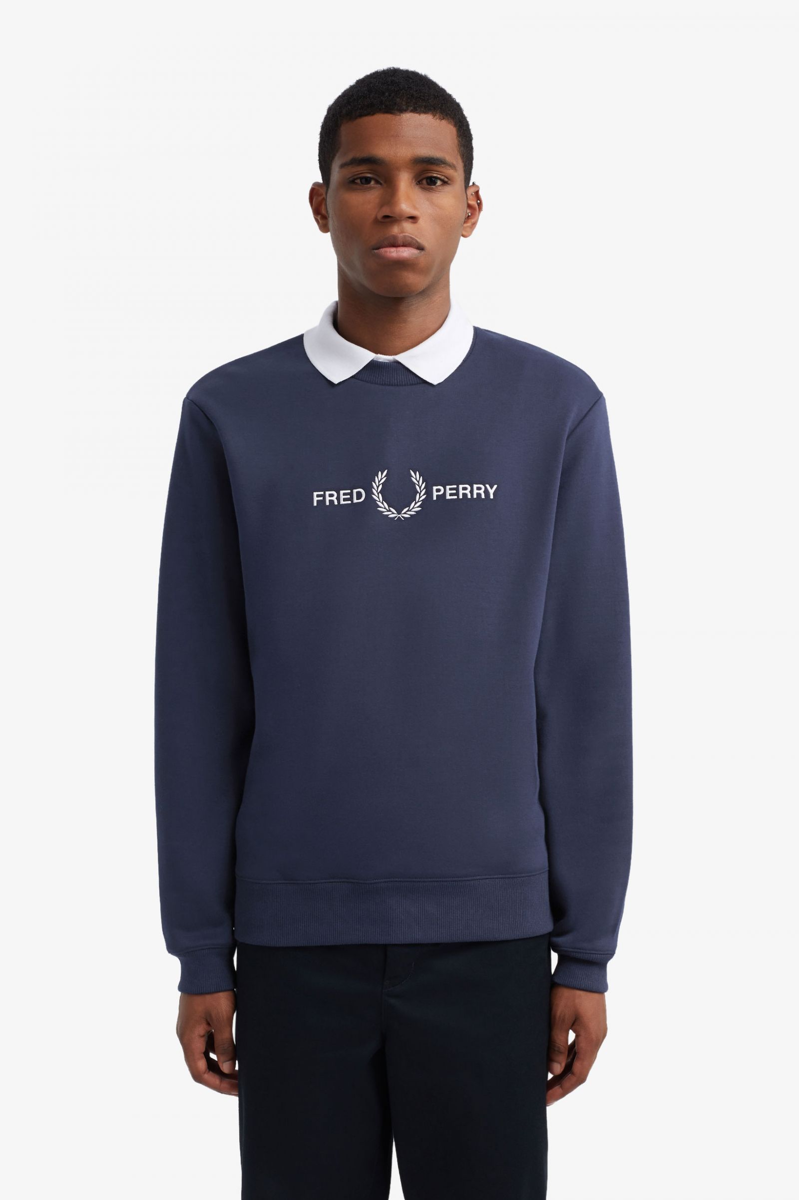fred perry panel embroidered sweat