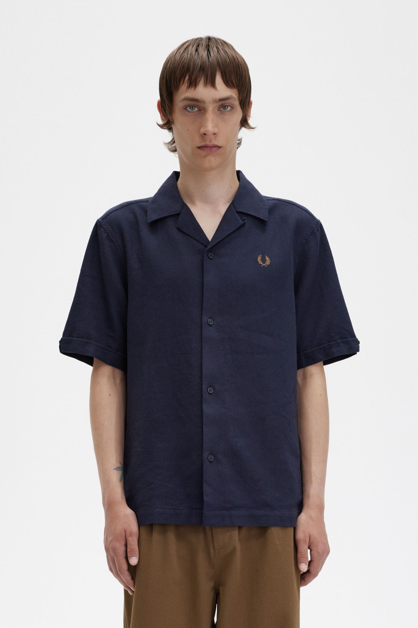 Linen-Blend Revere Collar Shirt - Navy | Men's Shirts | Designer Casual ...