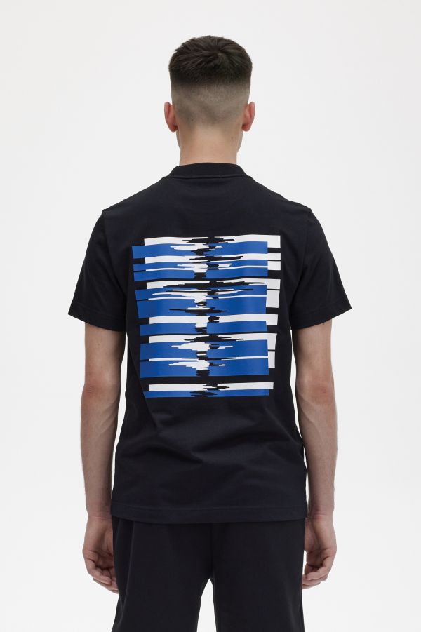 Camiseta con gráfico de ondas sonoras en la espalda