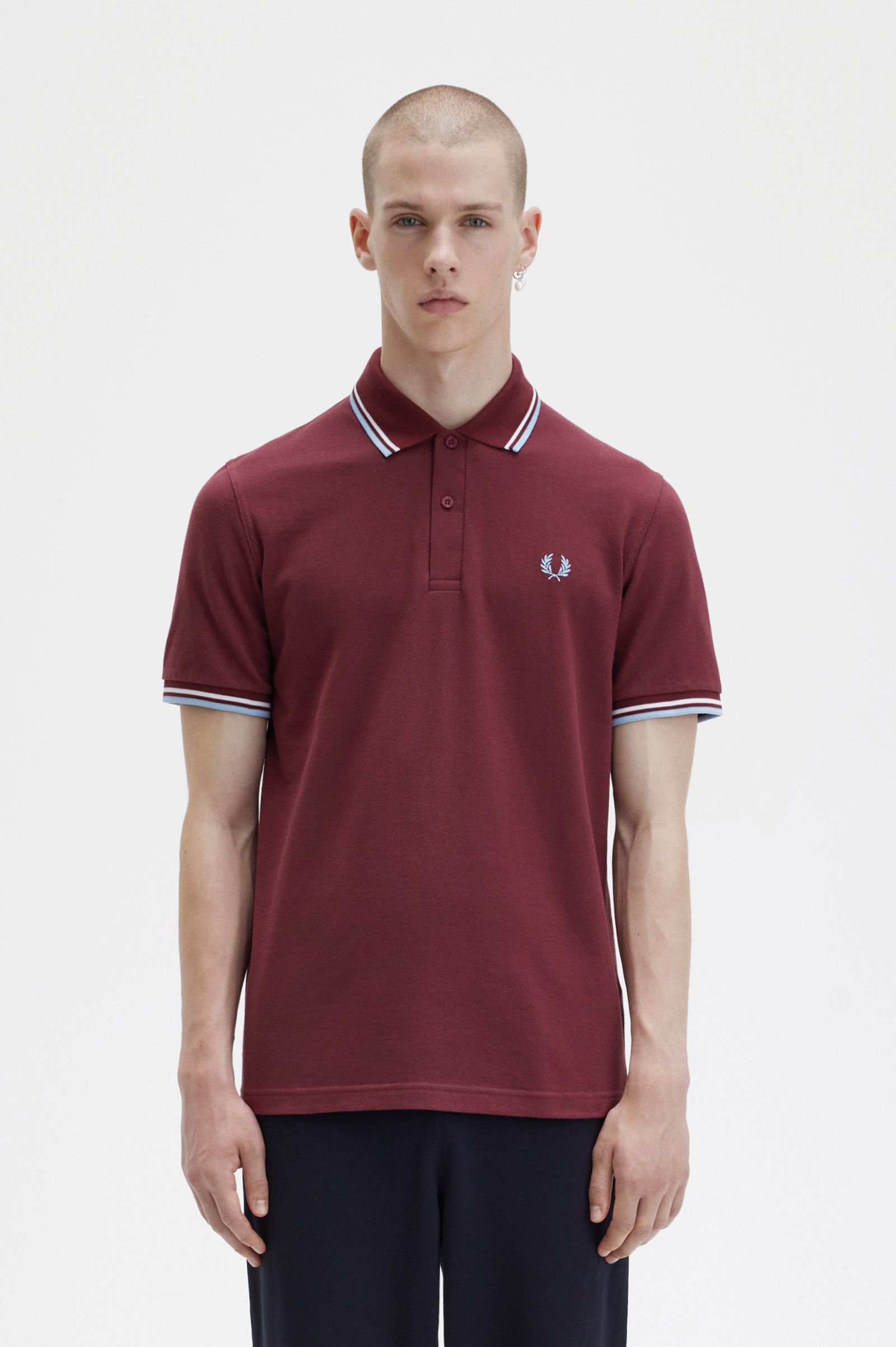 M12 - Maroon / White Ice The Fred Perry Shirt | Men's Short & Long Sleeve Shirts | Fred Perry US