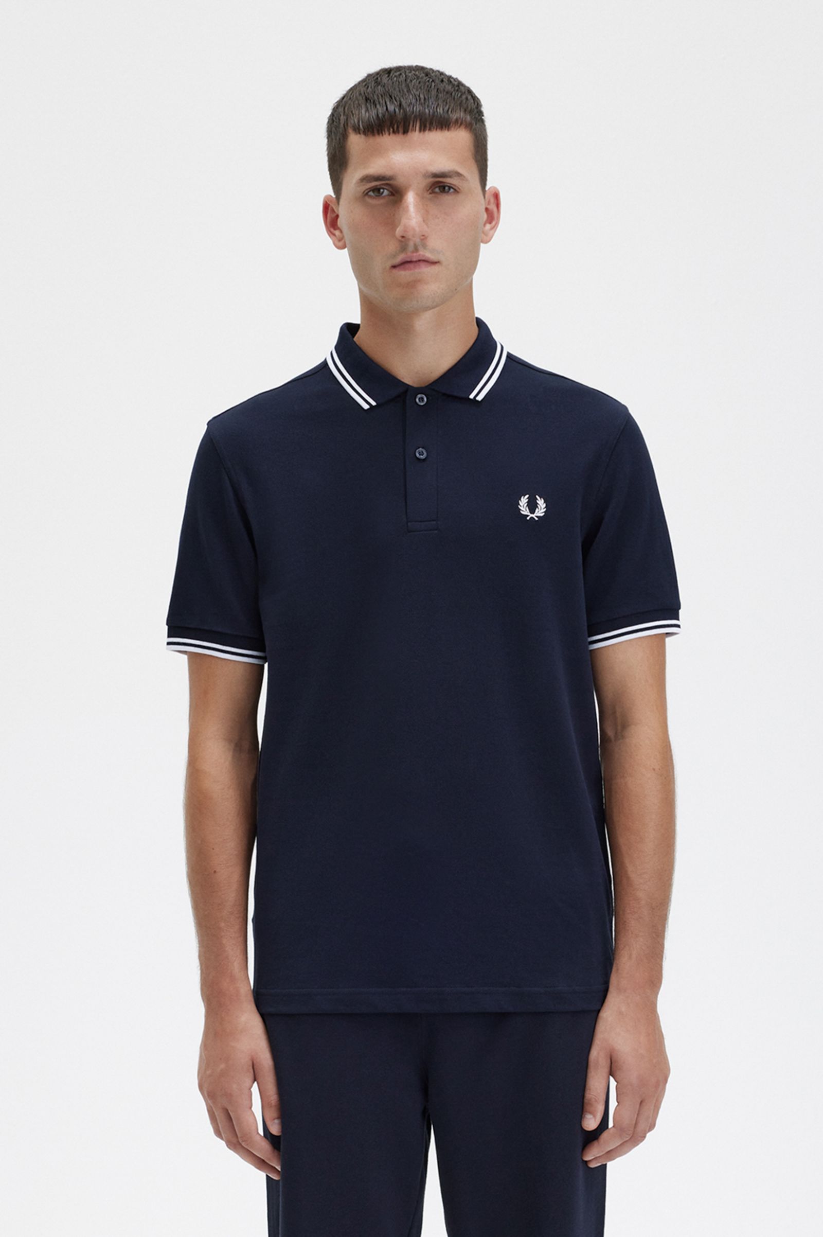 Anzai Koningin Leeuw M3600 - Navy / White / White | The Fred Perry Shirt | Men's Short & Long  Sleeve Polo Shirts | Fred Perry US