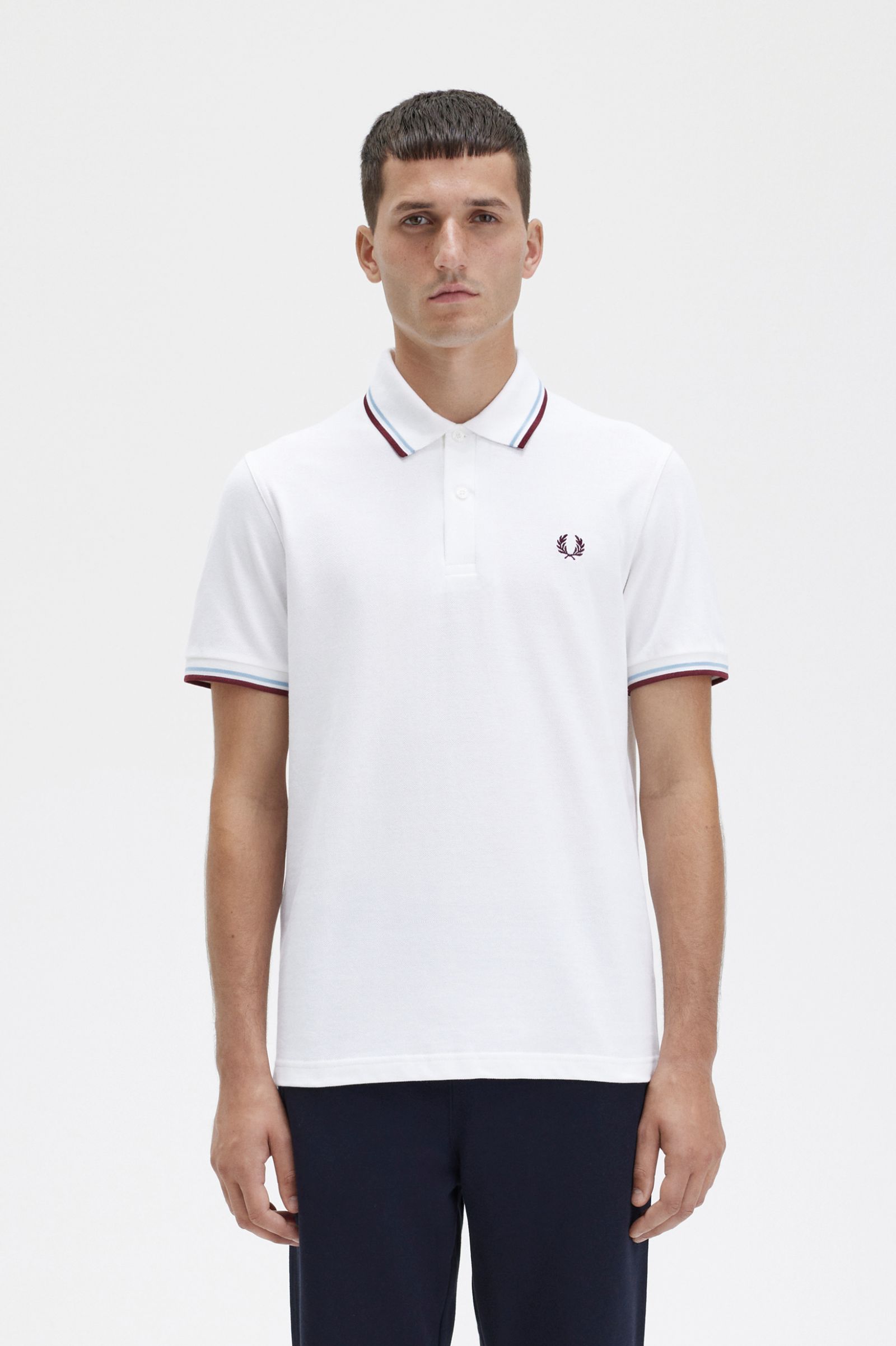 beginsel Stimulans Varken M12 - White / Ice / Maroon | The Fred Perry Shirt | Men's Short & Long  Sleeve Polo Shirts | Fred Perry US