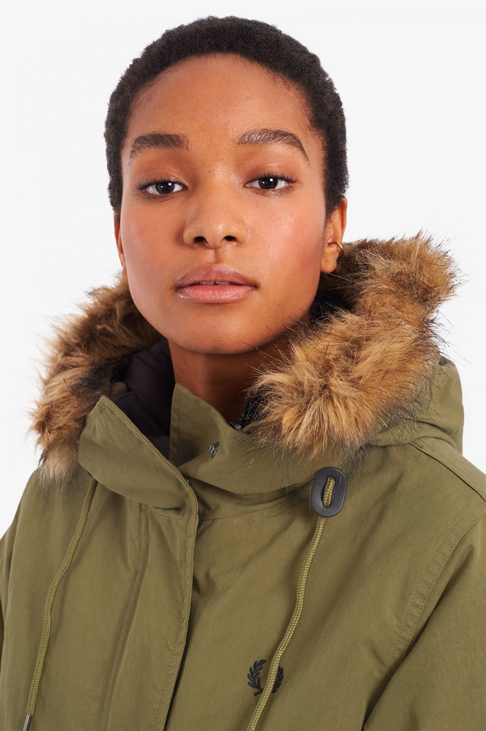 Parka Mit Einzippbarer Innenjacke Britisch Oliv Mantel Und Jacken Fur Damen Designer Outerwear Fred Perry De