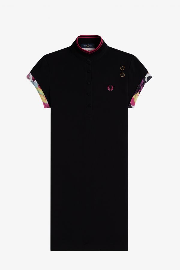 Contrast Trim Piqué Dress