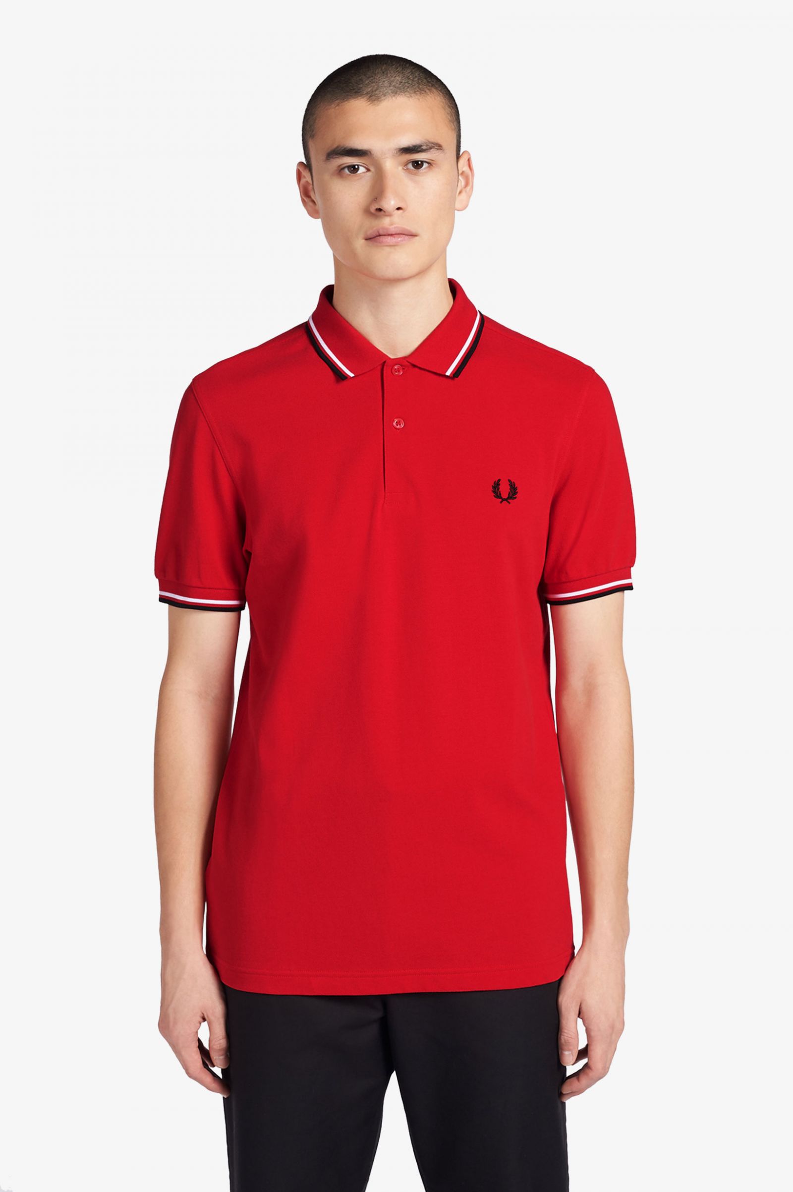 red and white fred perry polo