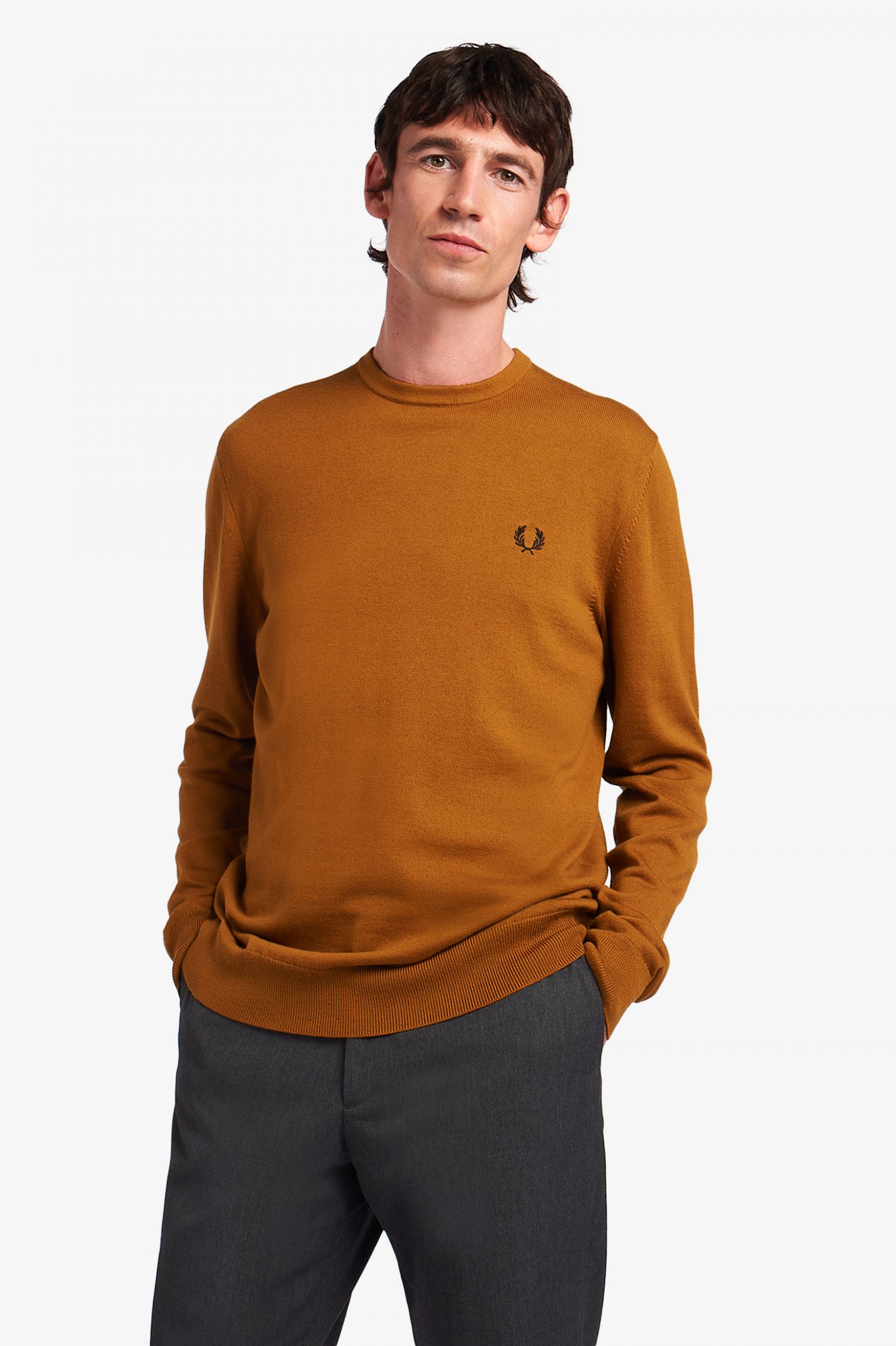 Fred Perry Mens Classic Crew-Neck Sweater 