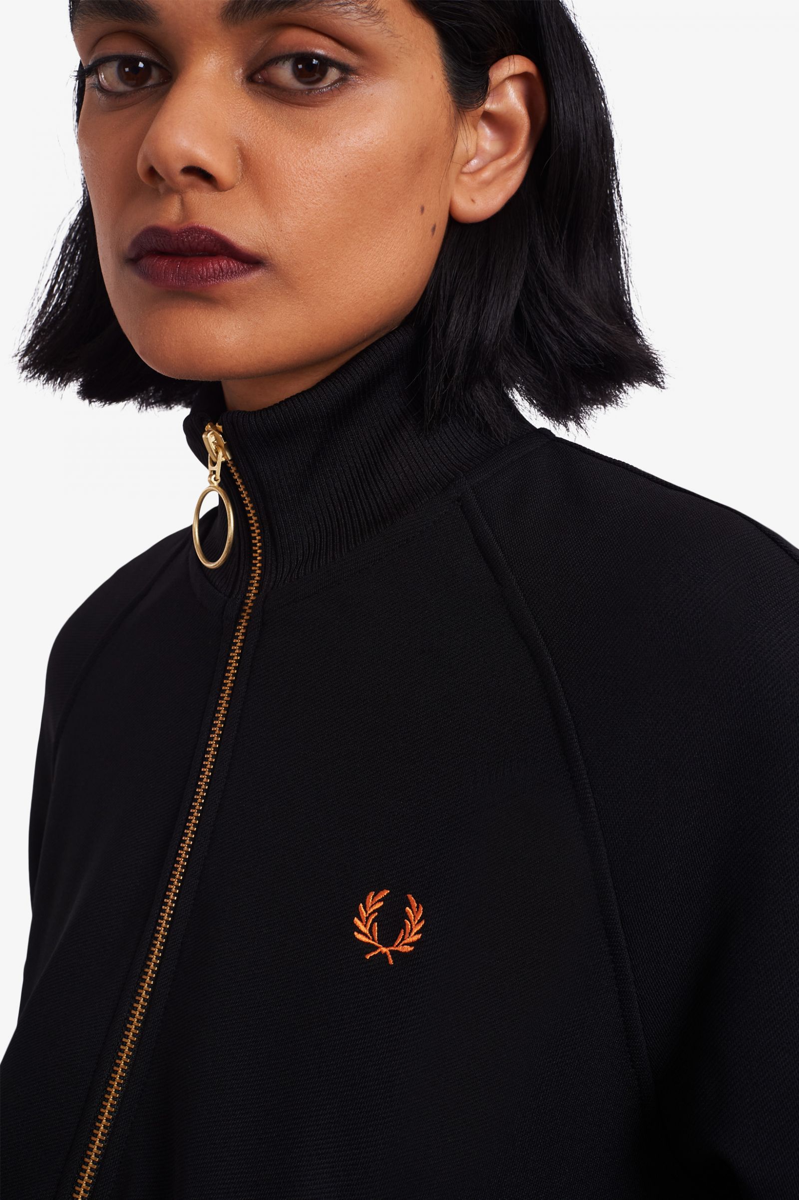 fred perry ribbed knitted track jacket