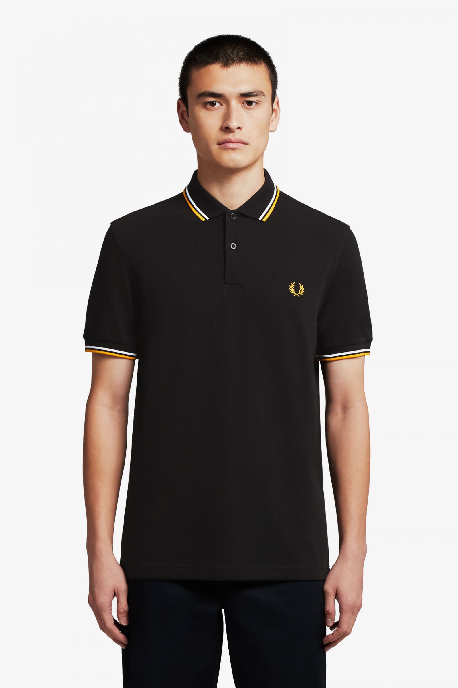 gold fred perry polo