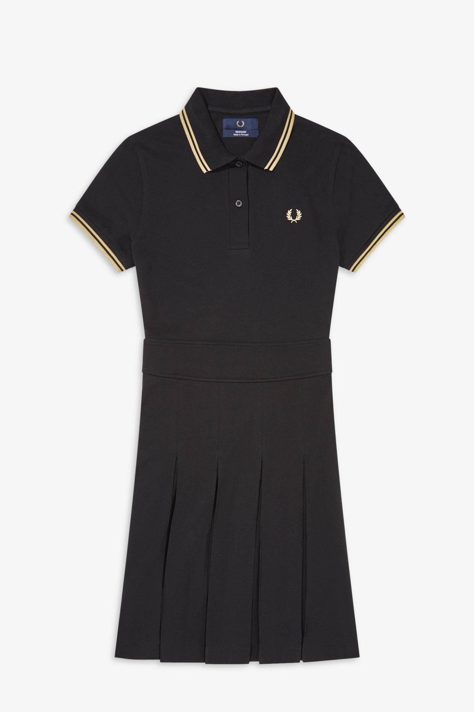 Pleated Pique Tennis Dress - Black 