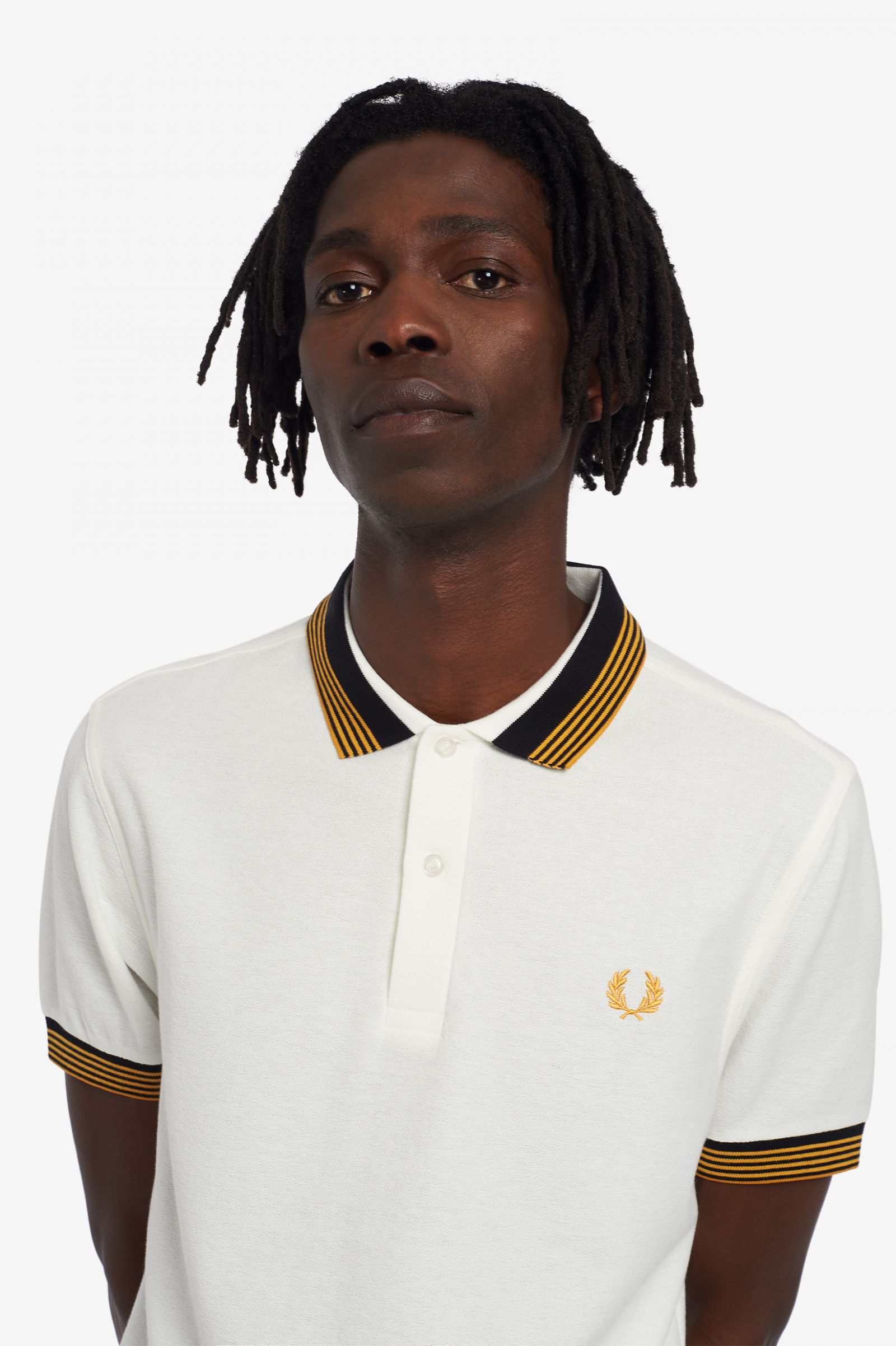 striped collar polo shirt