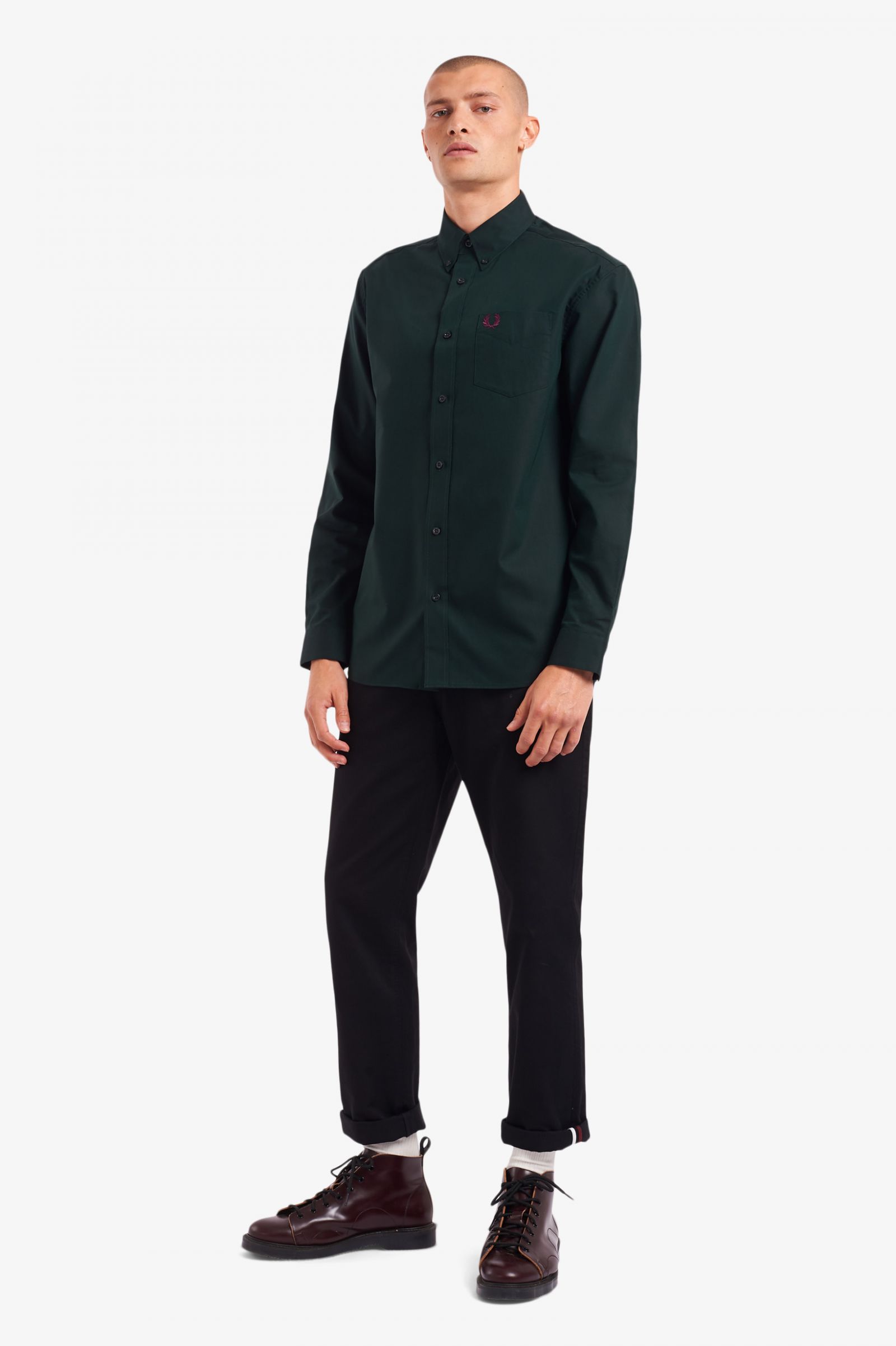 fred perry green oxford shirt