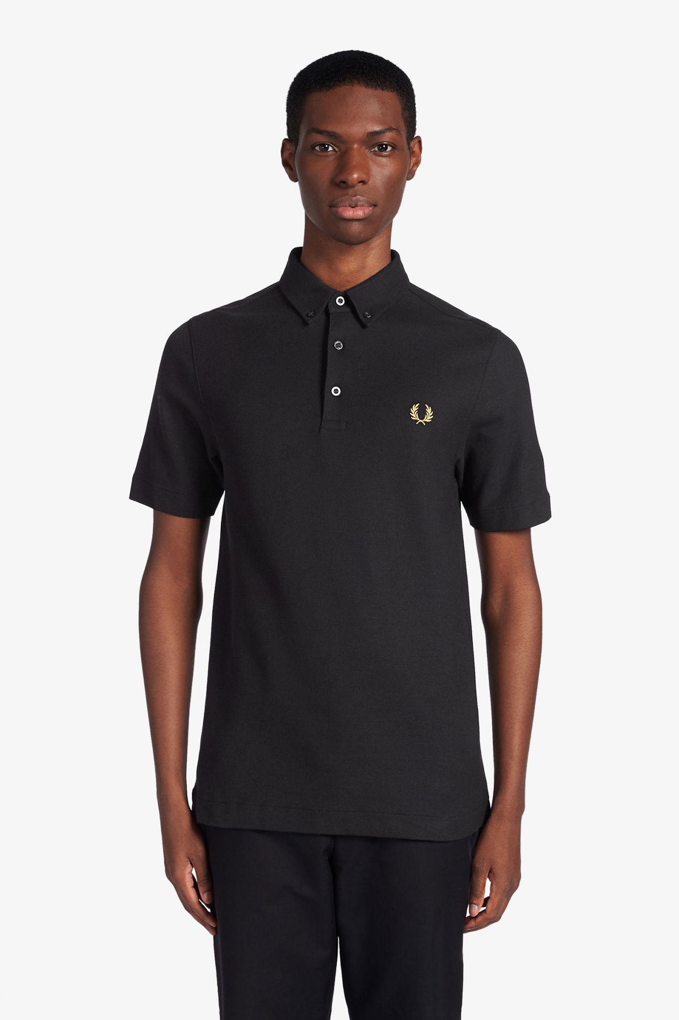 black polo button down dress shirt