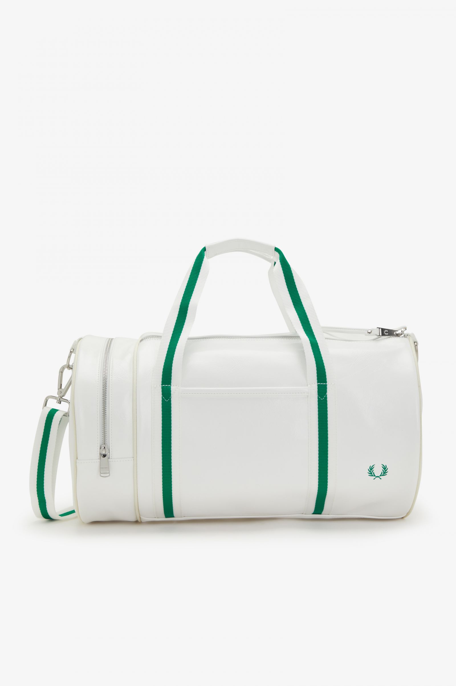 Classic Barrel Bag - Snow White / Fred Perry Green | Men's Bags Backpacks & Barrel Bags | Fred Perry