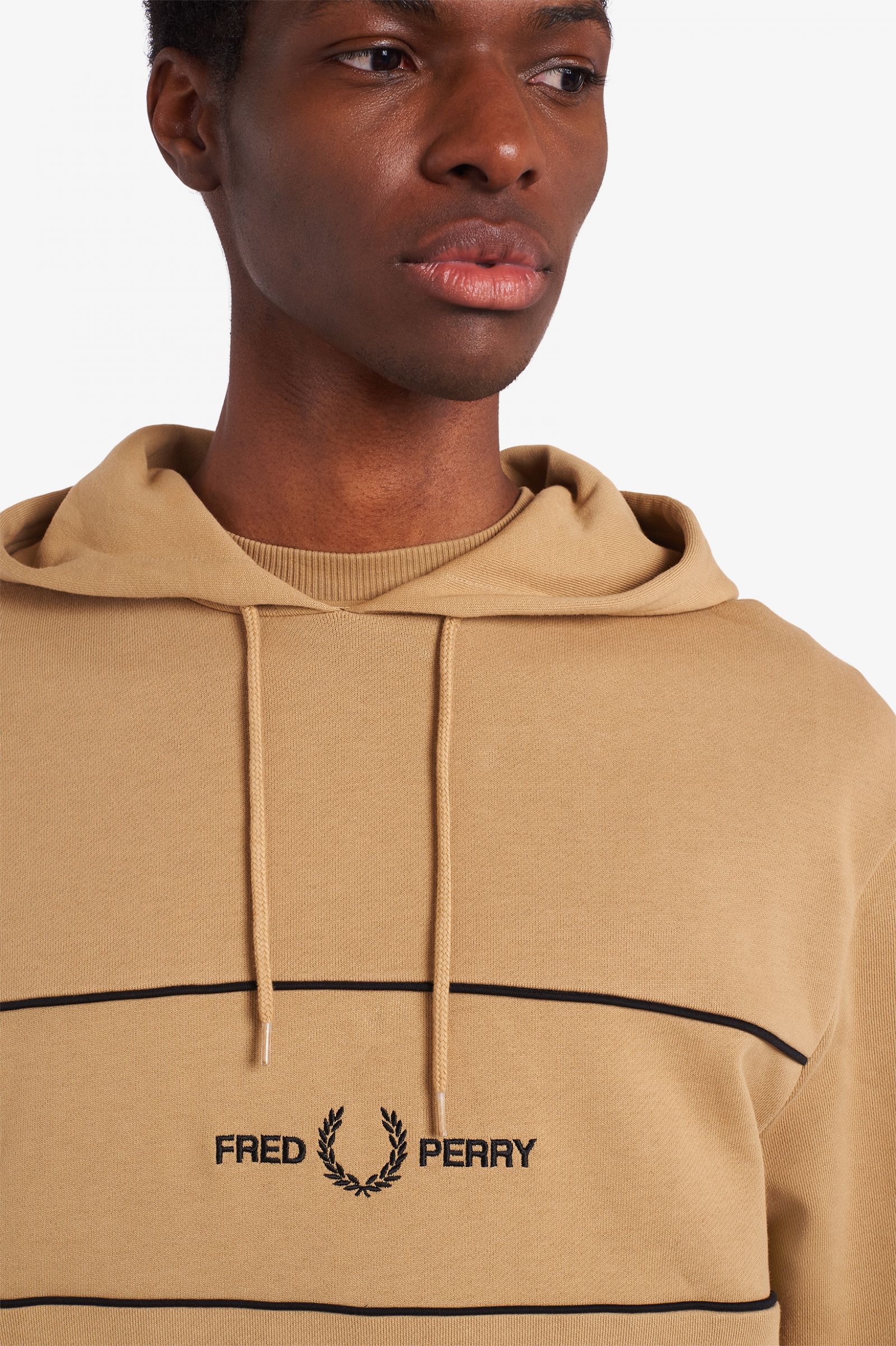 fred perry embroidered hooded sweatshirt