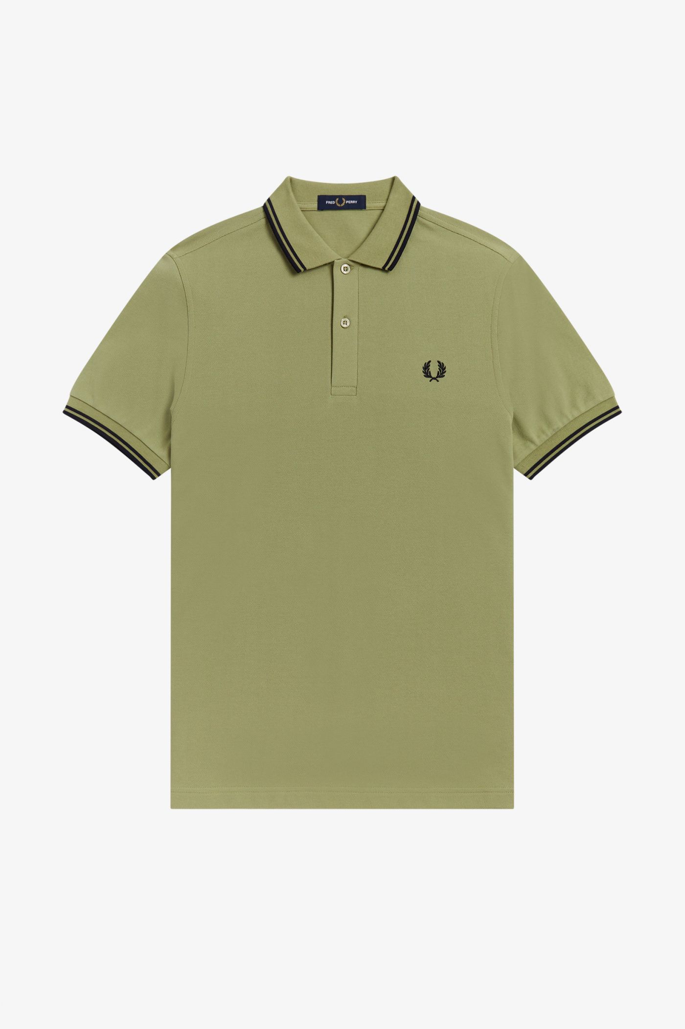 M3600 - Sage Green / Navy / Navy | The Fred Perry Shirt | Men's Short ...