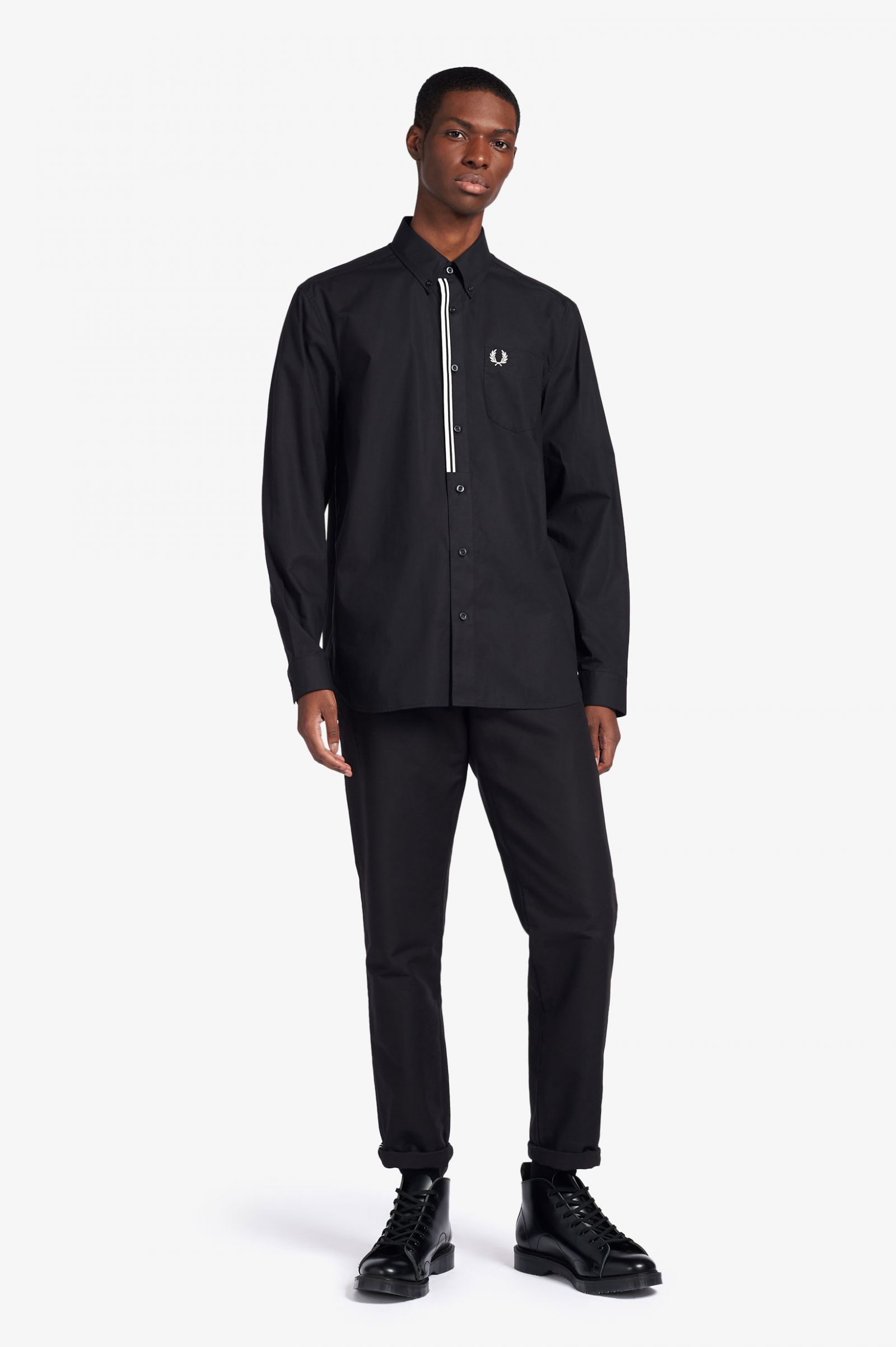 fred perry taped placket shirt