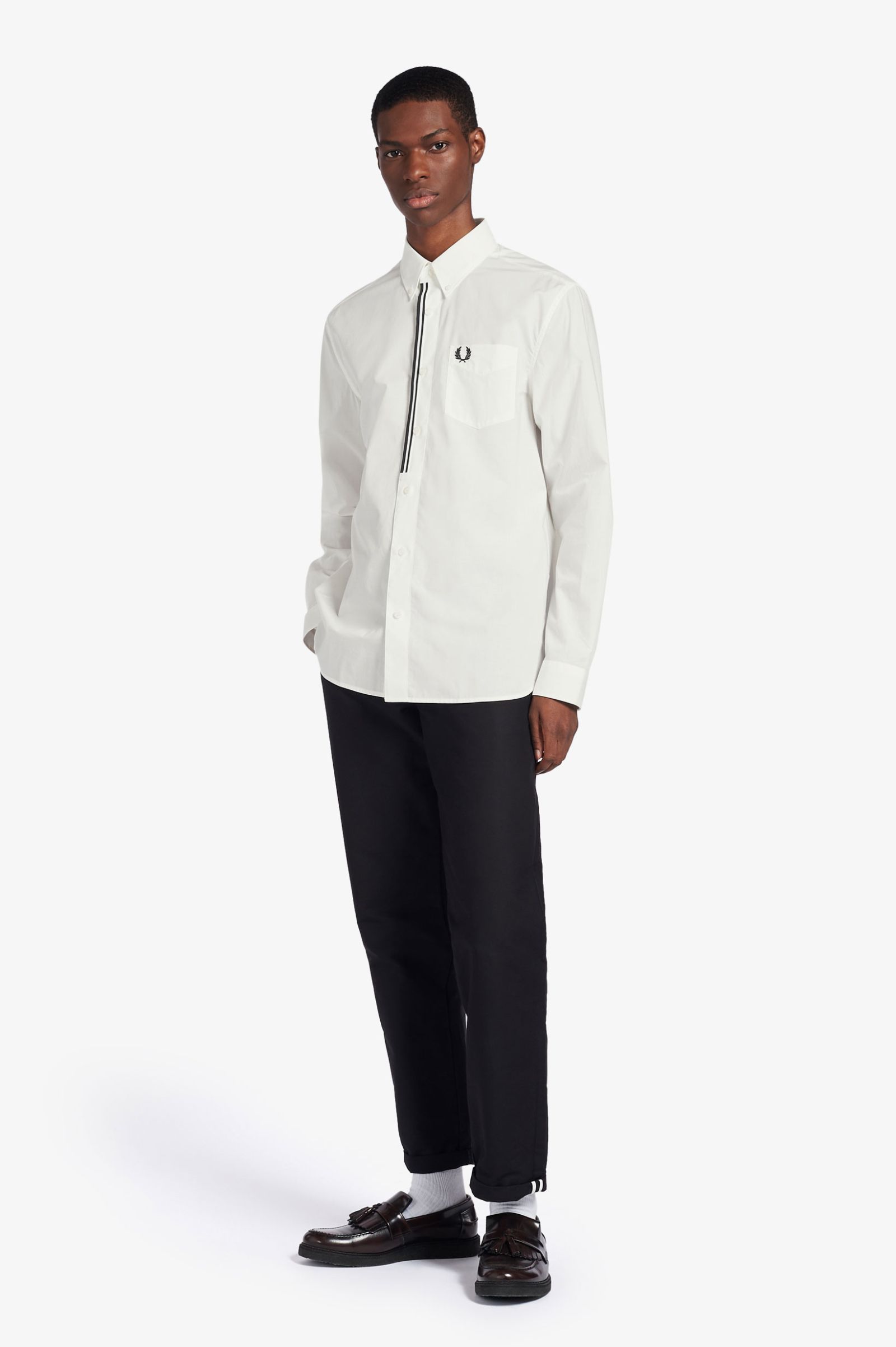 fred perry taped placket shirt