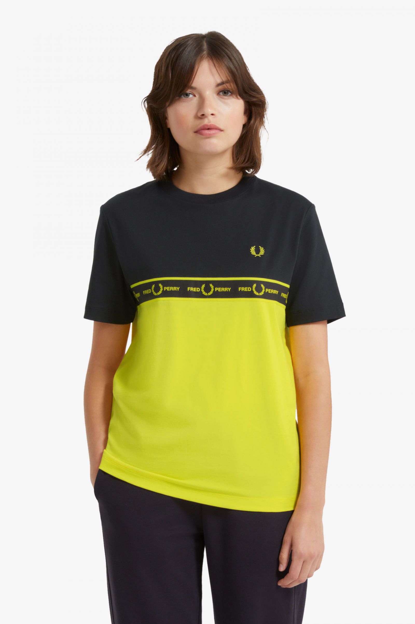 fred perry colour block crew sweatshirt