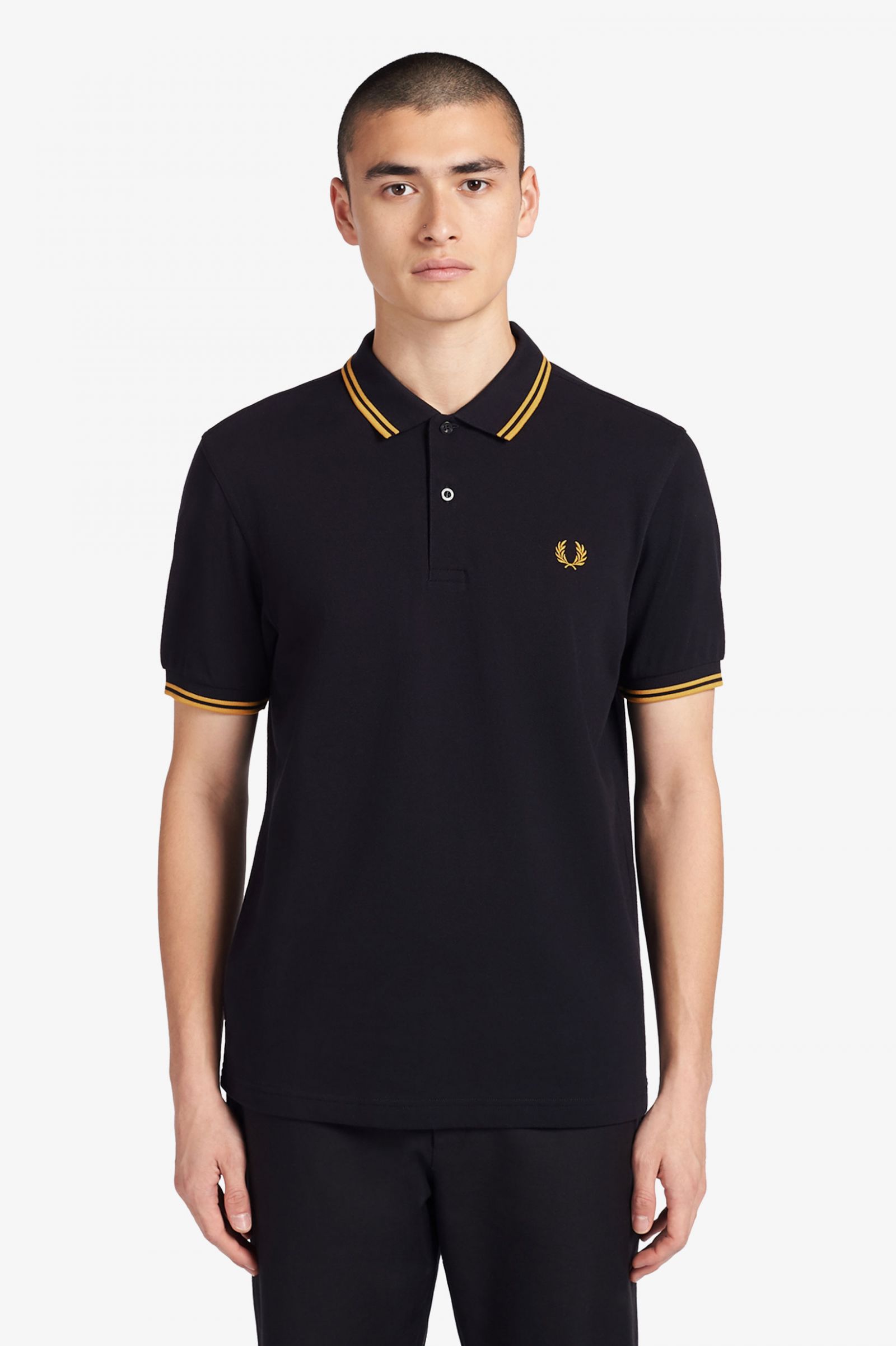M3600 - Navy / Gold / Gold | The Fred Perry Shirt | Men's Short & Long ...