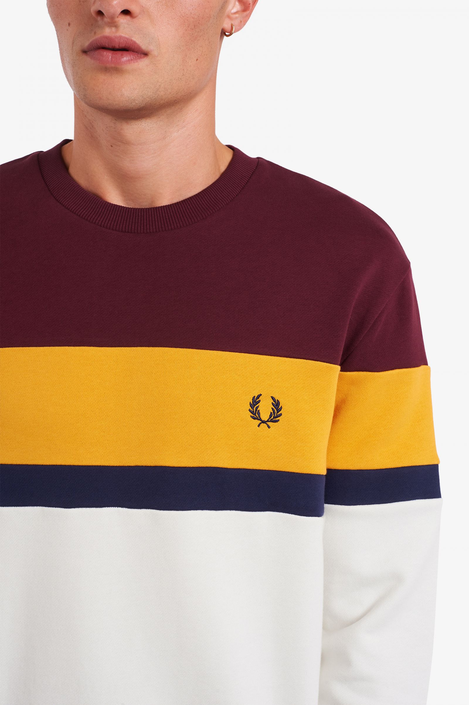 fred perry colour block crew sweatshirt